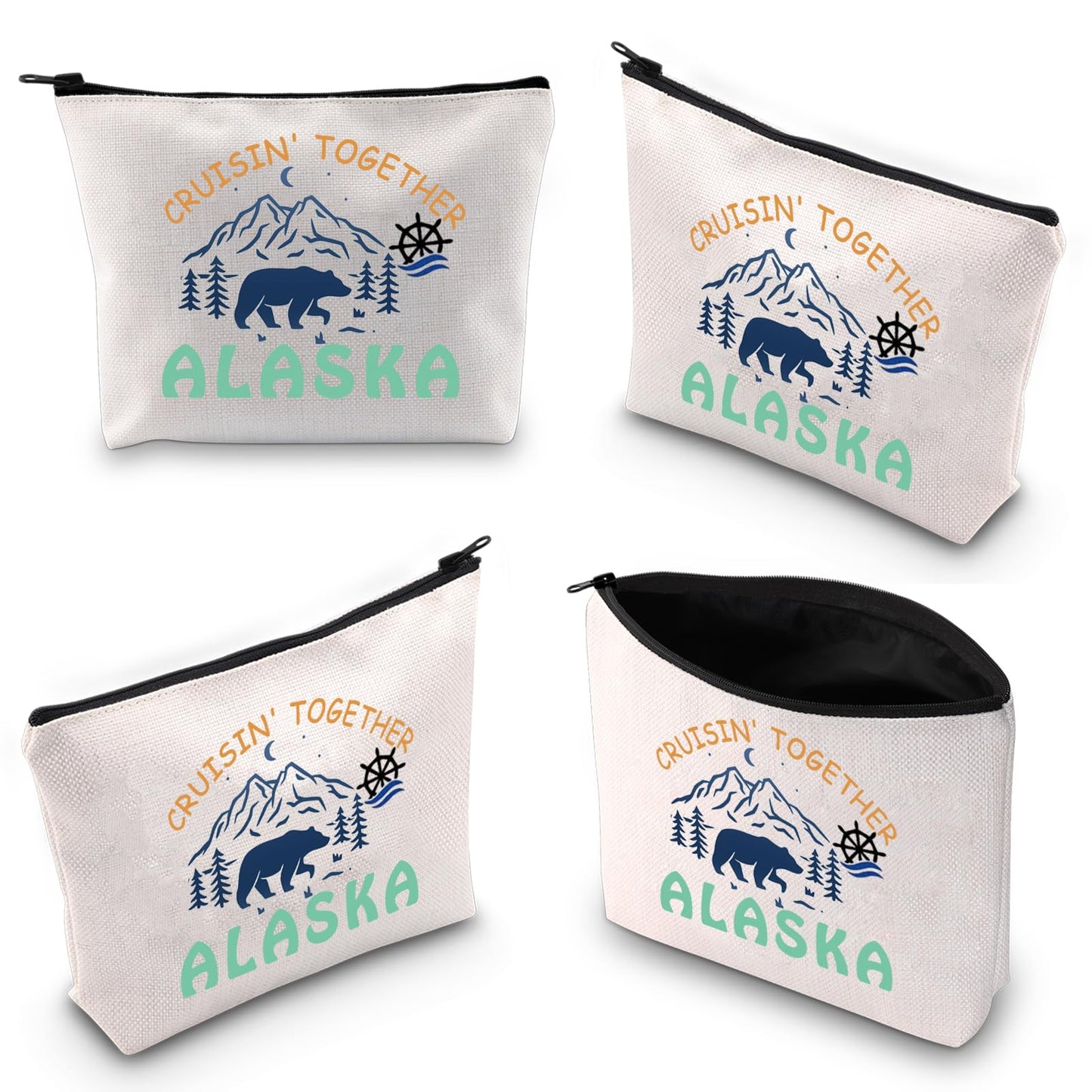 XYANFA Cruising Together Alaska Cruise Makeup Bag Alaska Family Trip Gift Cruise Vacation Gift Alaska Lover Gift Alaska Travel Cosmetic Bag Alaskan Cruise Gifts Travel Bag (CRUISIN' TOGETHER ALASKA)