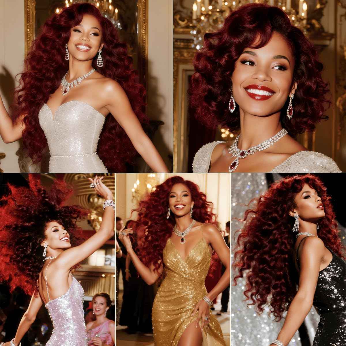 LUMWAV 99J Burgundy Deep Wave Human Hair Bundles 8 10 12 Inch 3 Bundles Brazilian Remy Hair Extensions Curly Weave Soft Bouncy Sew In for Black Women