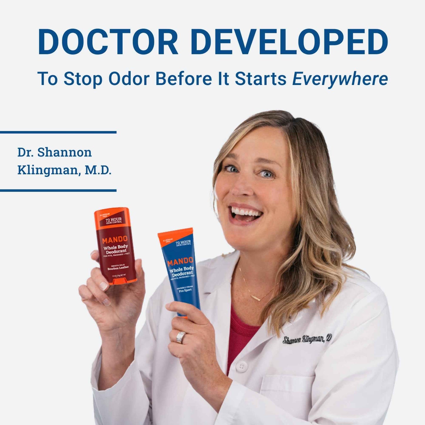 Mando Whole Body Deodorant 2 Piece System - 2.6oz Smooth Solid Stick & 5.0oz 4in1 Acidified Cleansing Bar - Aluminum & Baking Soda Free Odor Control - Doctor Developed - 2 pc Bundle (Bourbon Leather)