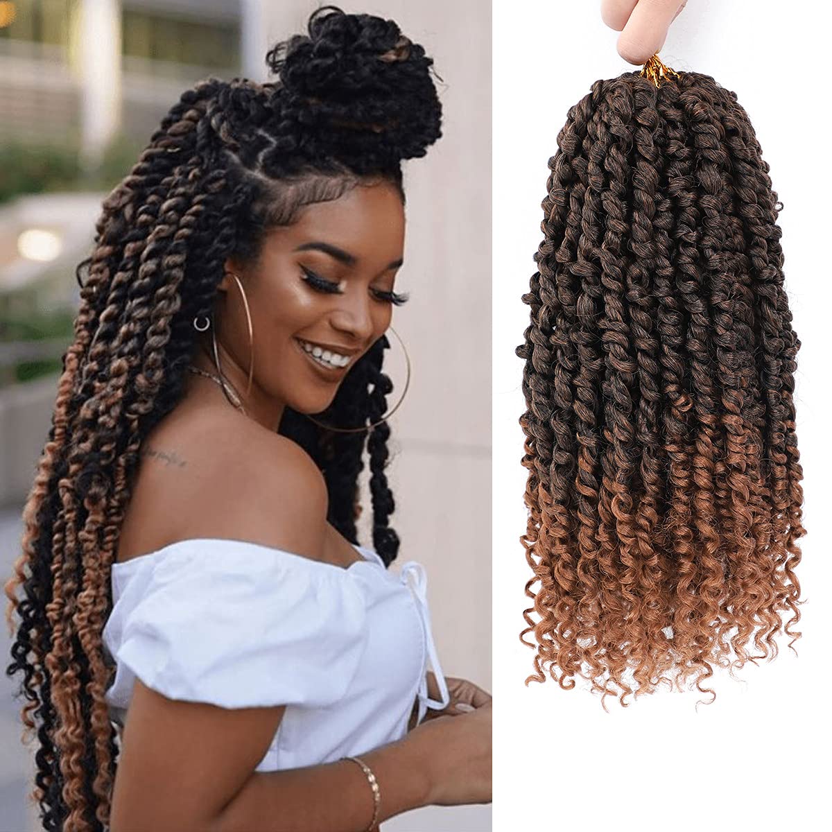 NAYOO Passion Twist Hair - 8 Packs 14 Inch Passion Twist Crochet Hair For Black Women, Crochet Pretwisted Curly Hair Passion Twists Synthetic Braiding Hair Extensions (14 Inch 8 Packs, T30)