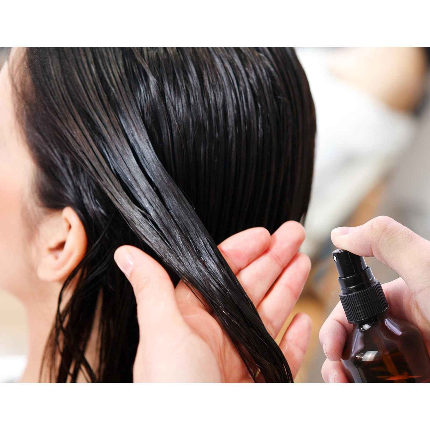 TRENDBOX 6 Pack 3.4oz Amber Spray Bottles, Small Fine Mist Mister Plastic Travel Bottles, Empty Bottles Set for Essential Oils Hair