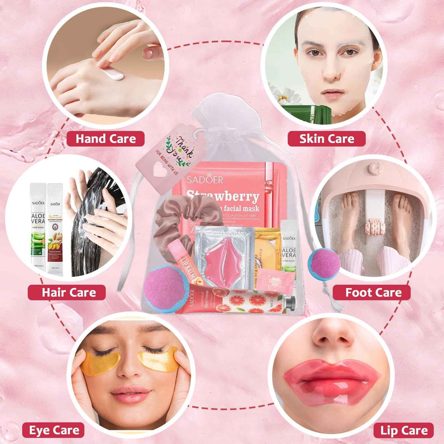 132PCS Spa Party Supplies for Women, Spa Party Favors Include Face Masks, Hand Cream, Lip Balm, Under Eye Patches, Lip Mask, Foot Bath Bombs, Hair Band, Spa Birthday Sleepover Party Supplies for Girls