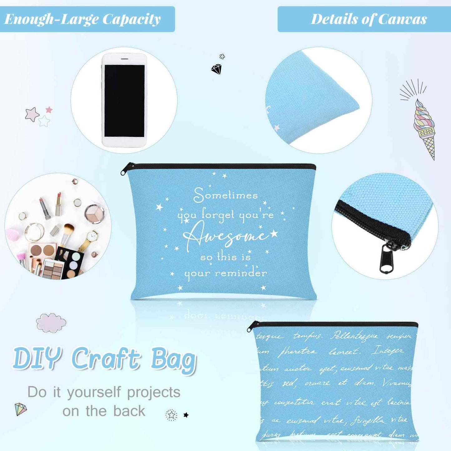 Sieral 24 Pcs Inspirational Makeup Bag Appreciation Christmas Teacher Gift for Women You're Awesome Cosmetic Bags Employee Motivational Gift for Vet Tech Coworker Medical Assistant Team(Bright Color)