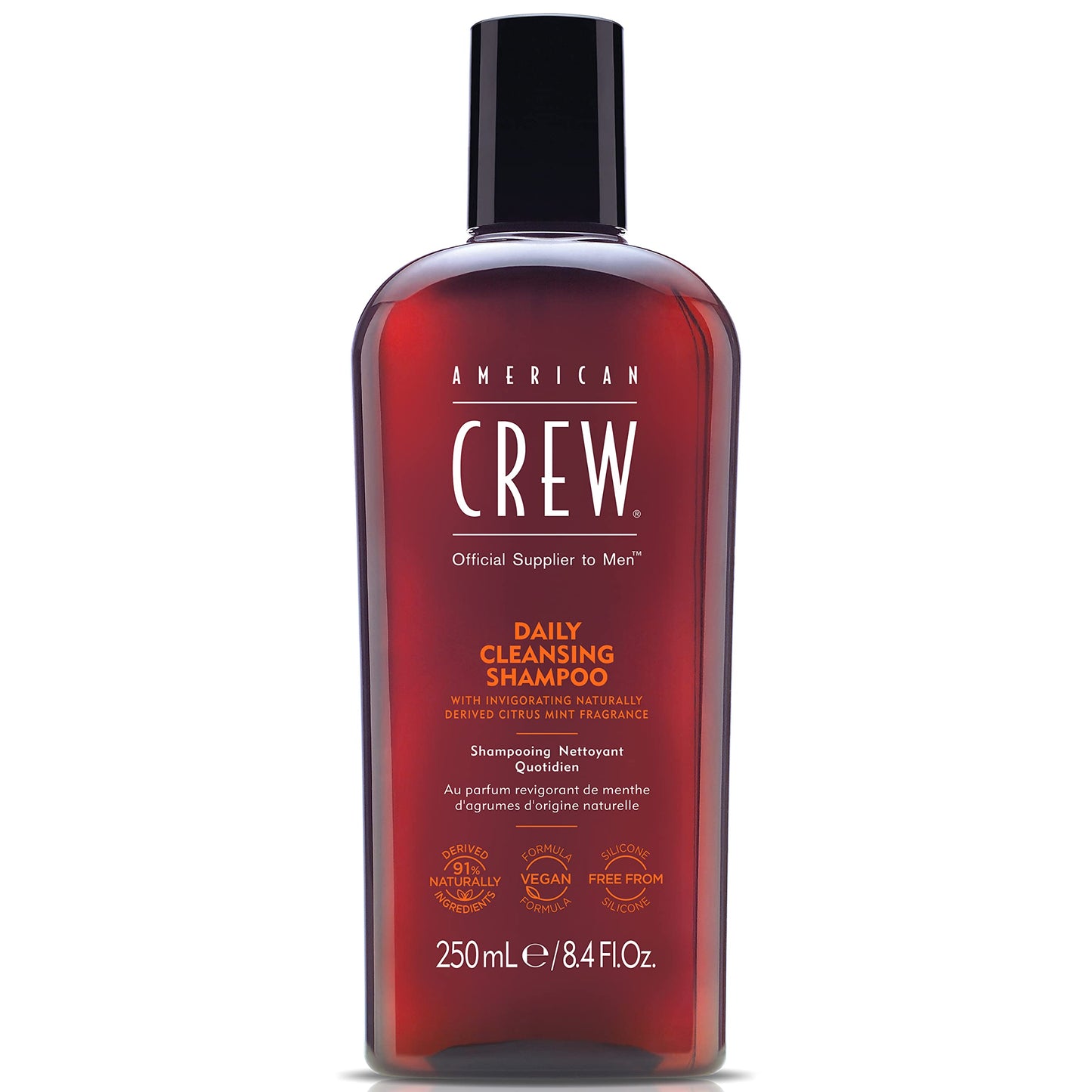 American Crew Shampoo for Men, Daily Cleanser, Naturally Derived, Vegan Formula, Citrus Mint Fragrance, 8.45 Fl Oz