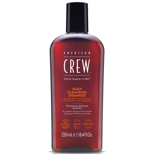 American Crew Shampoo for Men, Daily Cleanser, Naturally Derived, Vegan Formula, Citrus Mint Fragrance, 8.45 Fl Oz