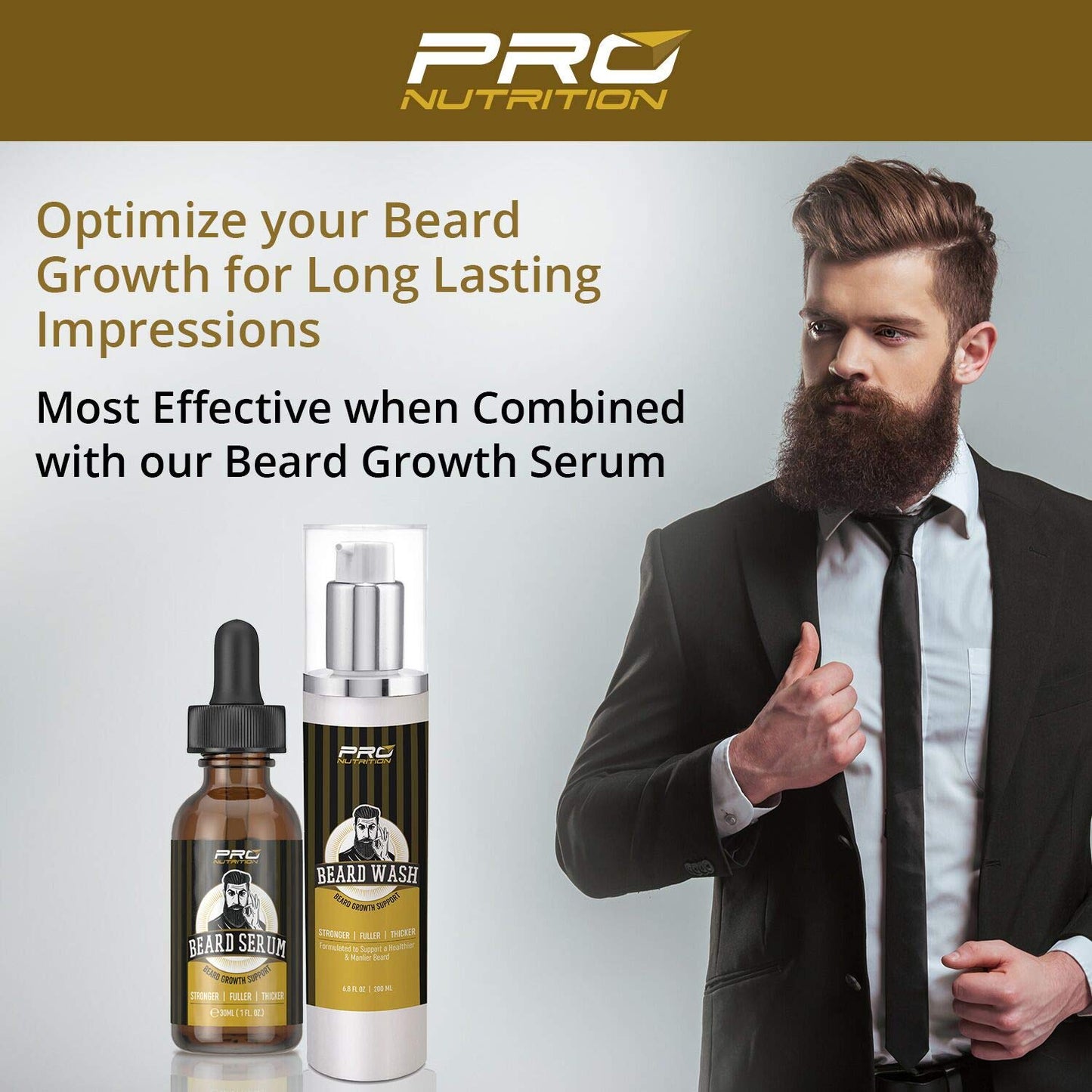 Beard Growth Shampoo & Wash- Stimulates & Repairs New Follicle Growth. Grow Stronger, Thicker, Fuller, Longer, Healthier Beard & Mustache Hair.