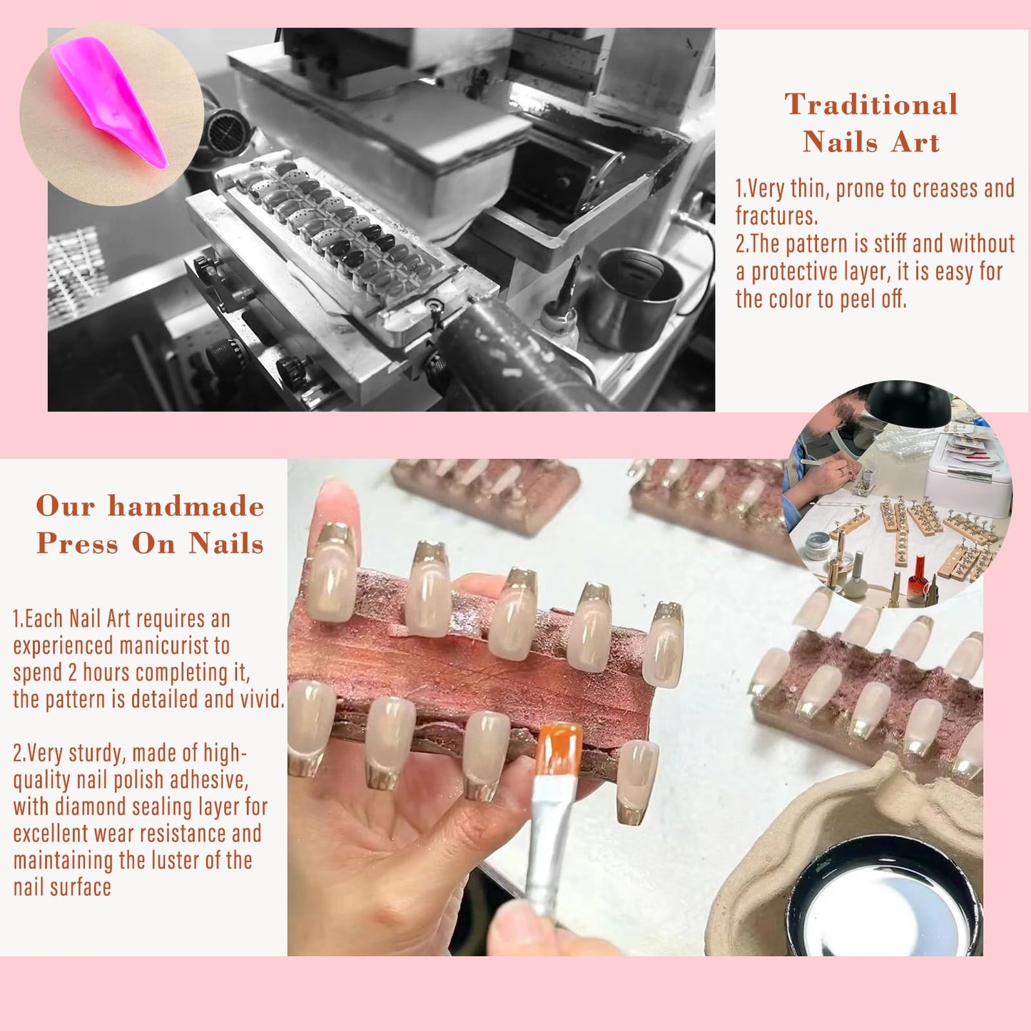 10-Piece Handmade Press On Nails Set - Convenient, Versatile, Reusable - Includes Press On Nails, Glue On Nails, Impress Nails - Pastel & Variety of Styles