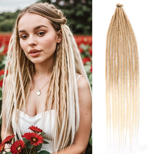 Dreadlock Extensions Single Ended Dreadlocks Dreads 24Inch Ombre Blonde Dread Synthetic Dreadlock Extensions Braid in Dreadlock Extensions Clip in Dreadlocks(T27/613)