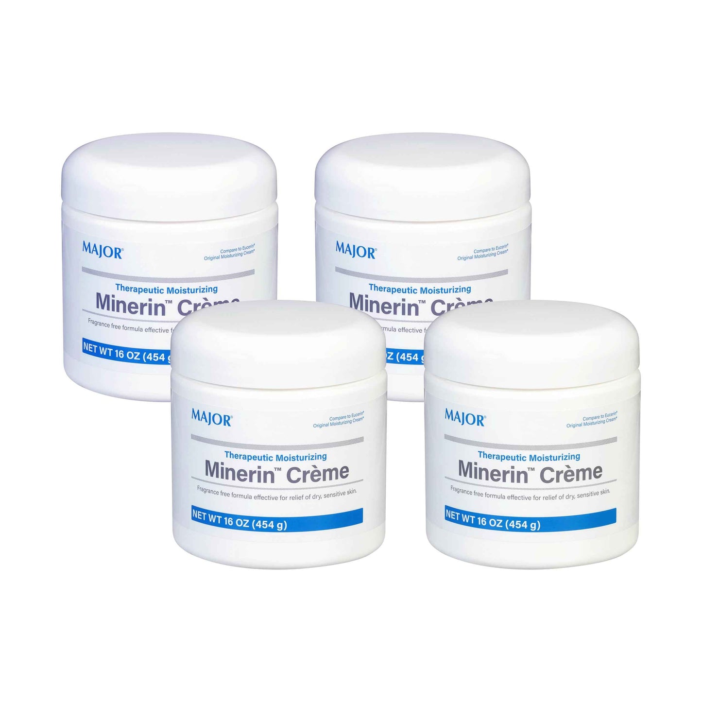 Major Therapeutic Moisturizing Minerin Créme - Body Cream Moisturizer for Dry Skin - Fragrance-Free - 16 Oz. (4 Pack)
