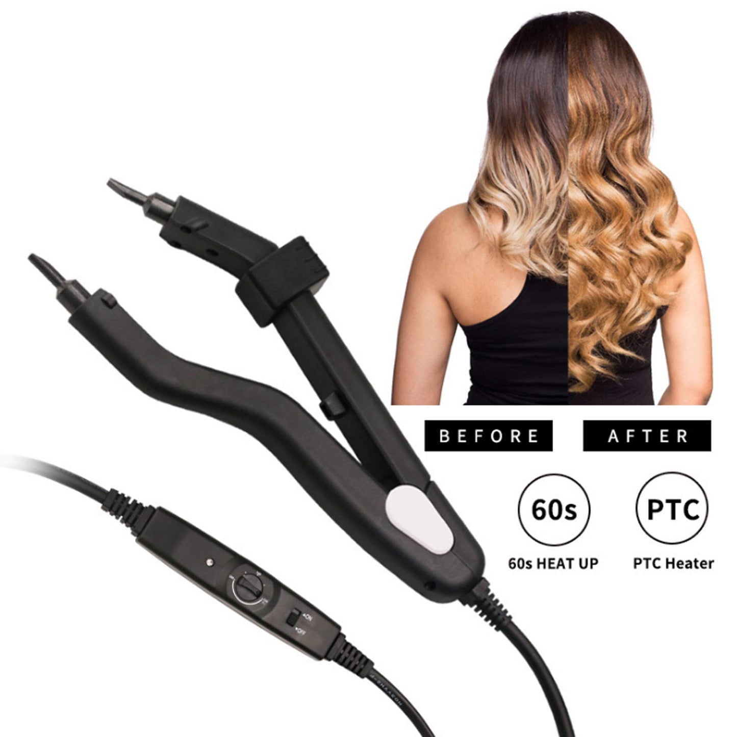 Heat Hair Connector Adjustable Temperature Heating Tip Hair Extension Iron, Fusion Hair Extension Iron Keratin Bonding Tools