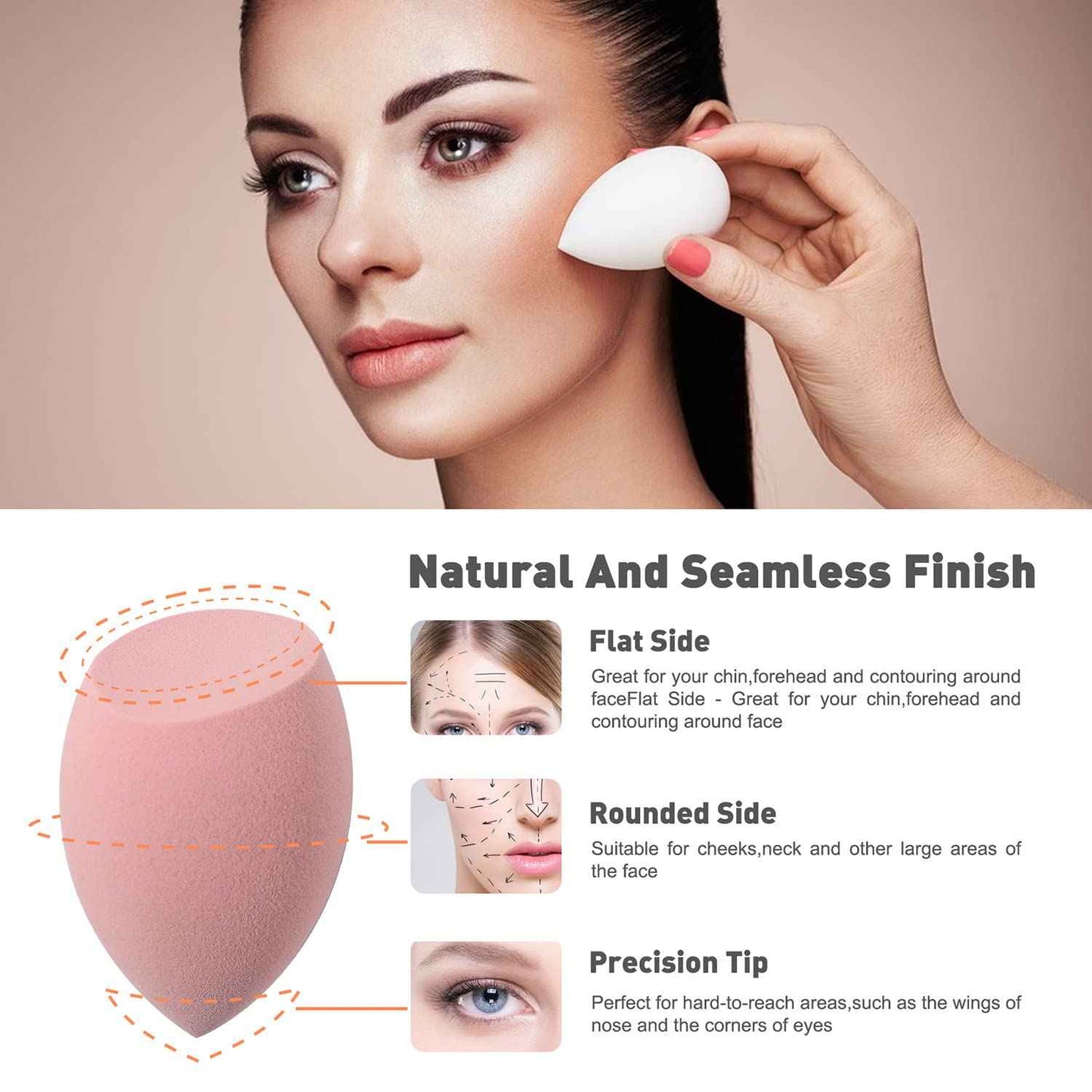 BEZOX Makeup Blender with Holder, Non-Latex Beauty Sponge with Case of Premium Silicone for Blending Liquid Foundations Cosmetics, Travel Sponge Holders, Soft and Skin-Friendly - Pink