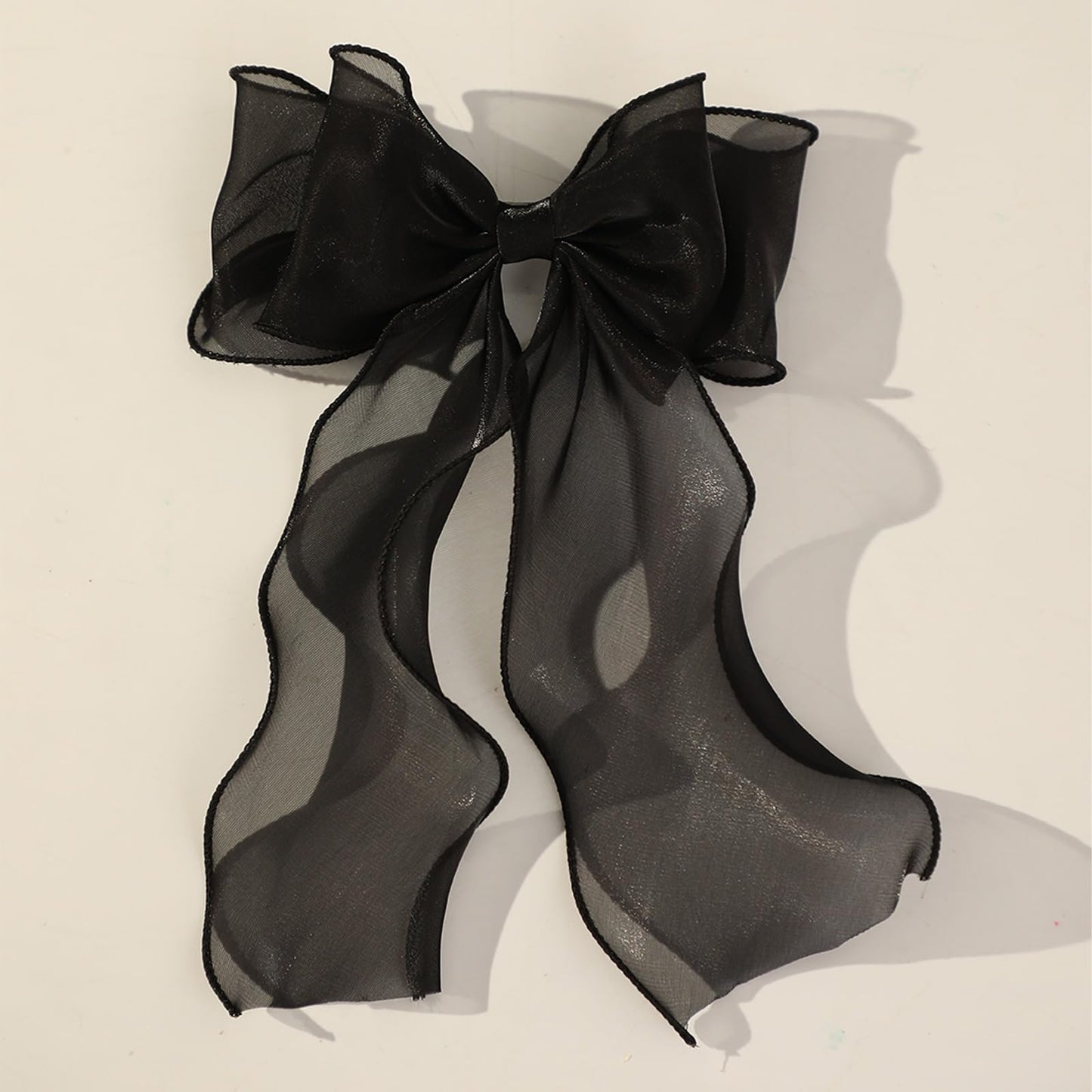 papasgix Silk Hair Bow Clips: Big Solid Color Ribbons for Women and Girls (2, Pink + Black)