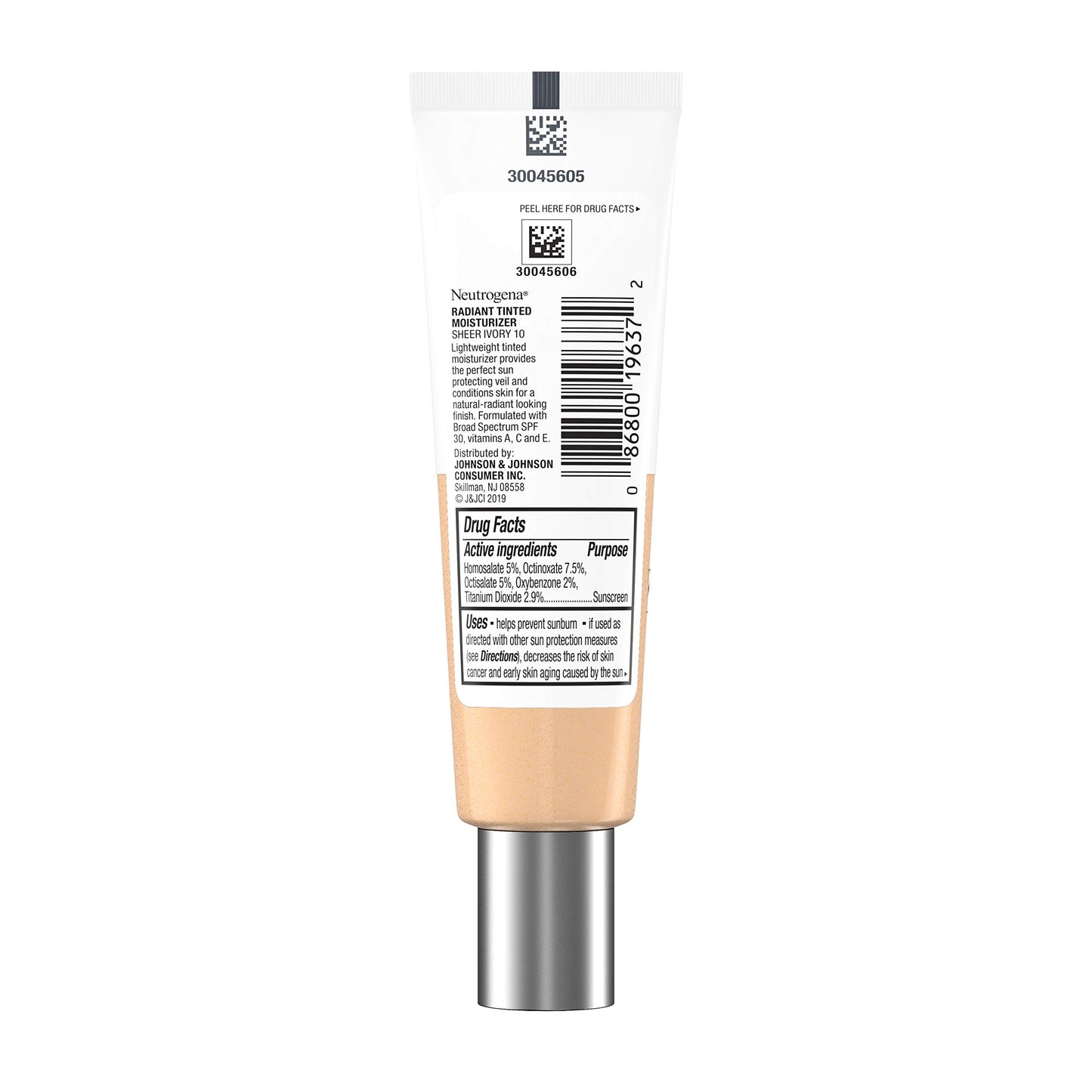 Neutrogena Healthy Skin Radiant Tinted Facial Moisturizer with Broad Spectrum SPF 30 Sunscreen Vitamins A, C, & E, Lightweight, Sheer, & Oil-Free Coverage, Sheer Ivory 10, 1.1 fl. oz
