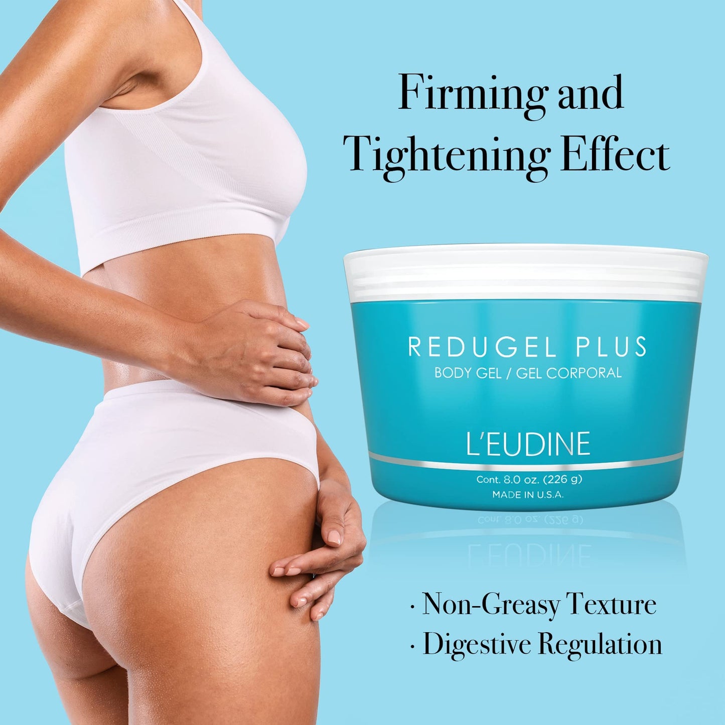 L’EUDINE Redugel Plus Skin Tightening Cream – Pack of 6 – 8oz Anti Cellulite Cream with Mint Oil, Field Horsetail, Marine Algae, Maca Extract – Powerful Non-Greasy Formula – Firming and Toned Skin