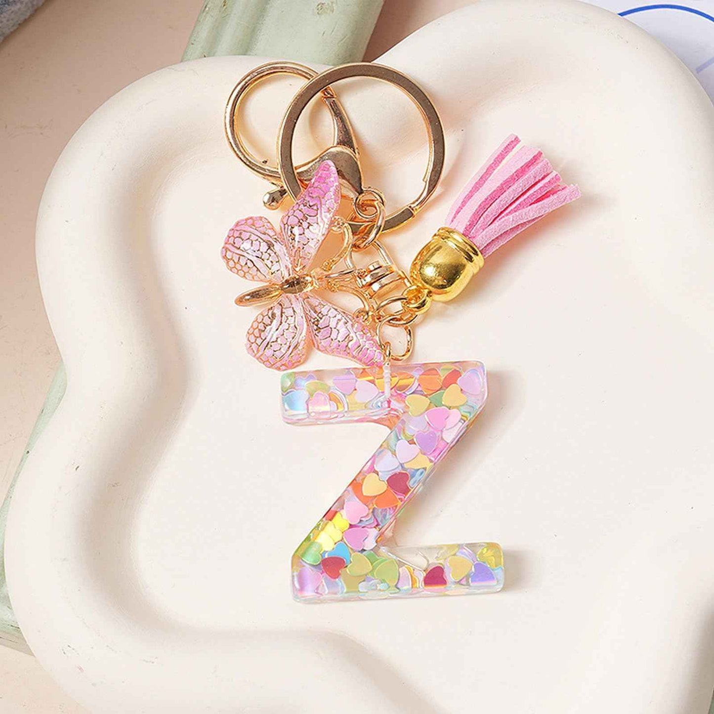 LYDZTION Personalized Initial Makeup Bag Letter Keychain, Custom Makeup Cosmetic Bag for Women Mom Best Friend Teen Girls Birthday Wedding Personalized Anniversary Bridal Shower Gifts (Z)