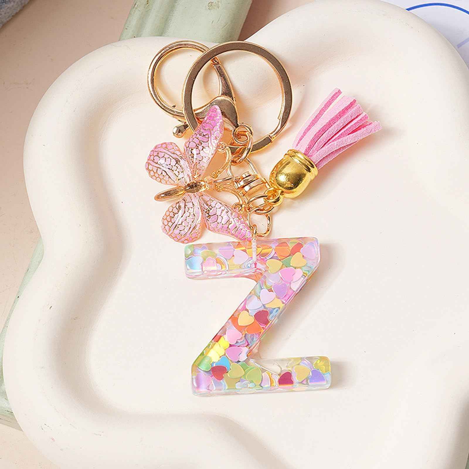 LYDZTION Personalized Initial Makeup Bag Letter Keychain, Custom Makeup Cosmetic Bag for Women Mom Best Friend Teen Girls Birthday Wedding Personalized Anniversary Bridal Shower Gifts (Z)