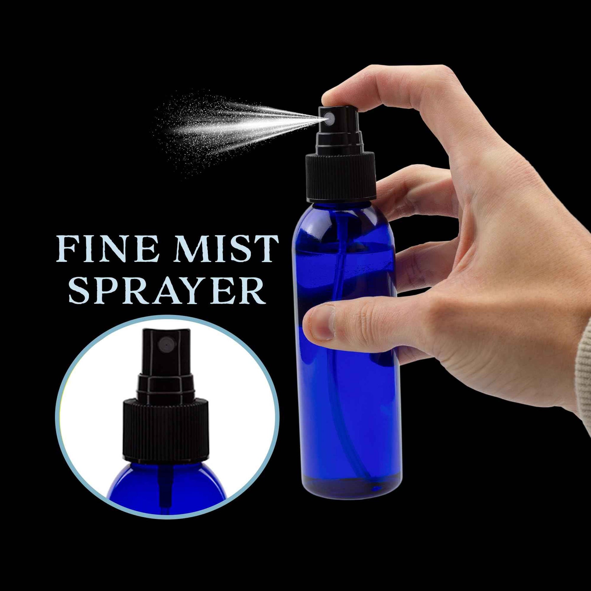 Cornucopia Brands Empty Plastic Refillable PET Spray Bottles w/Fine Mist Atomizer Caps (Pack of 6) Sprayers for DIY Home Cleaning, Aromatherapy, Travel, & Beauty Care (4 Ounce, Cobalt Blue, 6)
