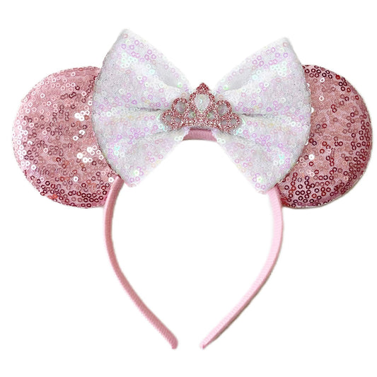 ASAHEL Mouse Ears Headbands Fashion Shiny Bows Mice Ears Birthday Parties Themed Events (Pink, Onesize)