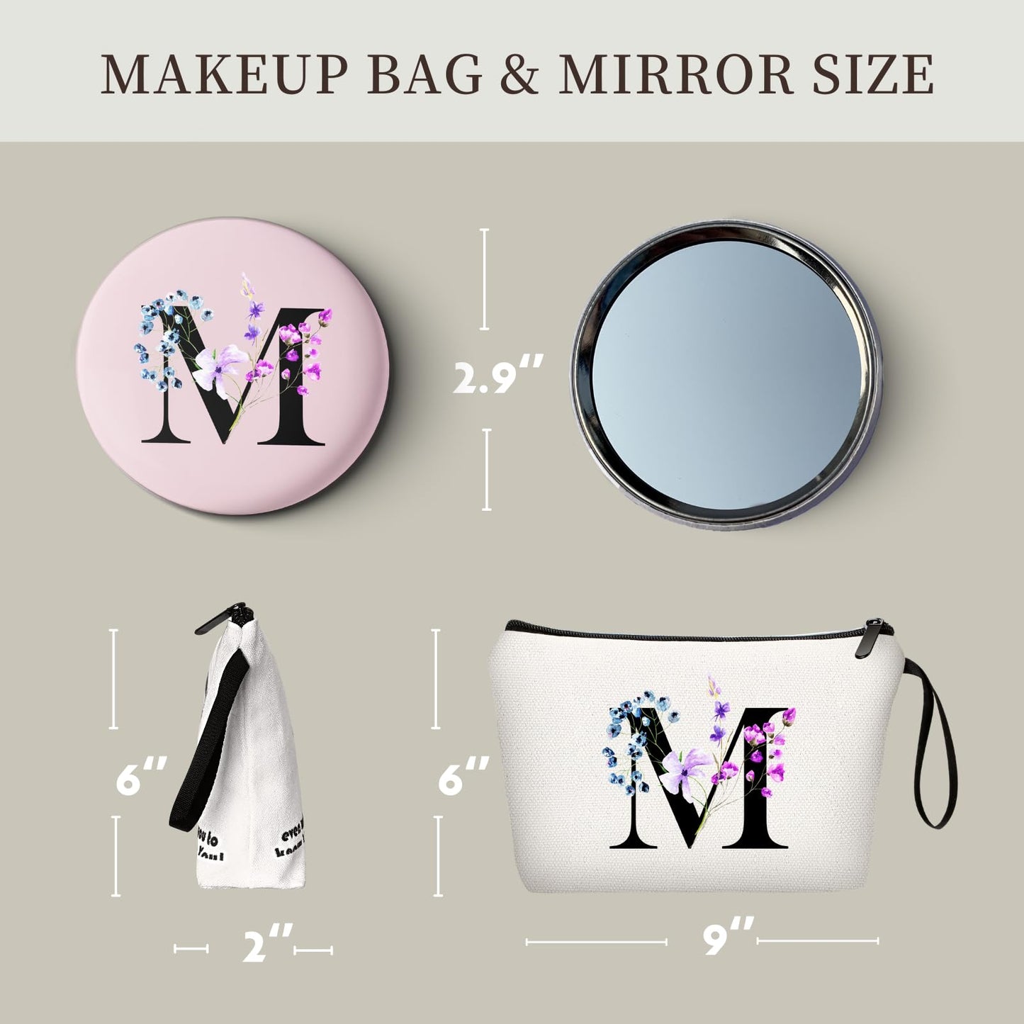 SEAMOON Women Gifts for Birthday, Makeup Bag, Maid of Honor Gifts, Gifts for Bride,bridesmaid, Sister Gifts, Friend Birthday Gifts for Women, Womens Birthday Gifts, Cosmetic Bag with Mirror,M