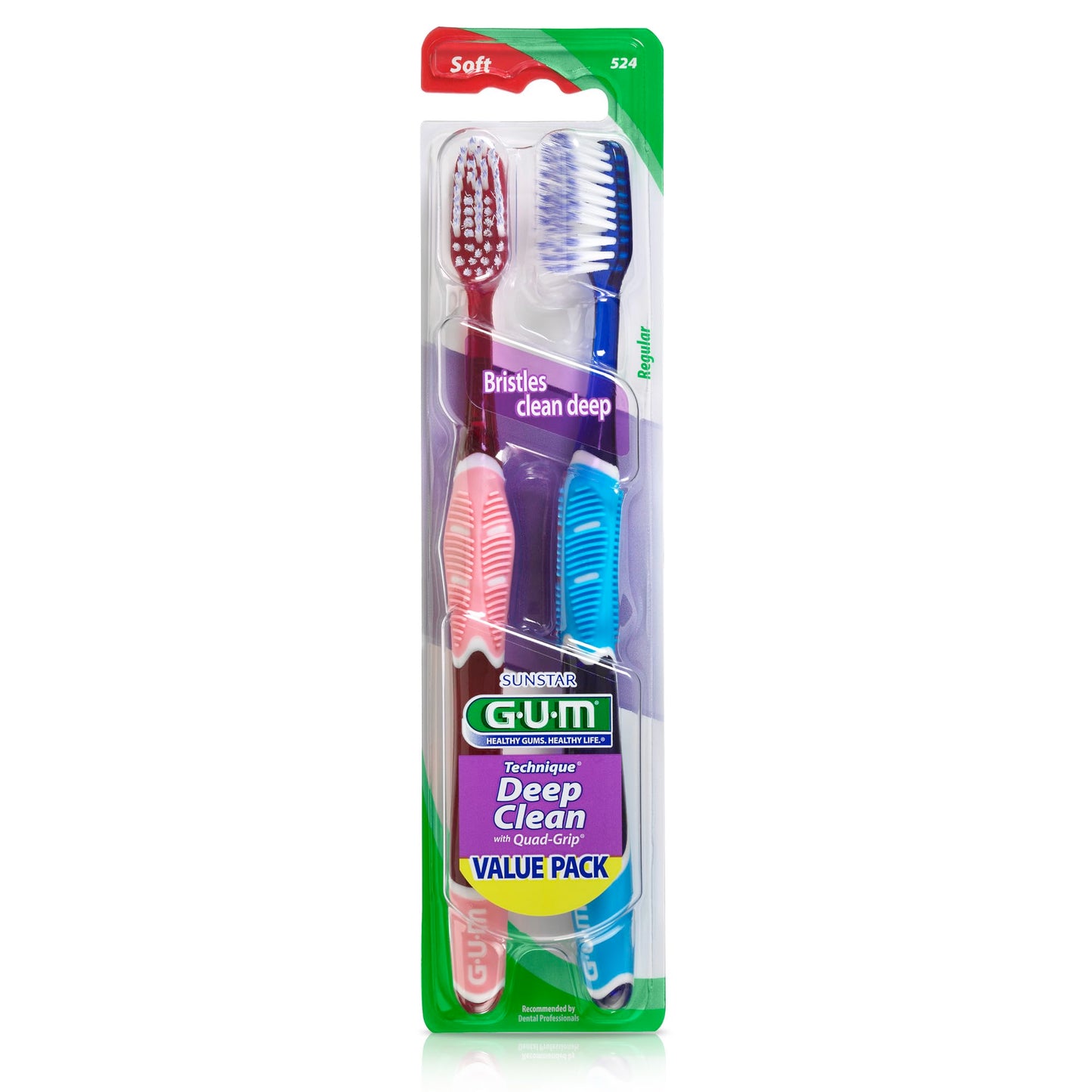 GUM Technique Deep Clean Toothbrush - Compact Soft - Soft Toothbrushes for Adults with Sensitive Gums - Extra Fine Bristles, 2ct (6pk)