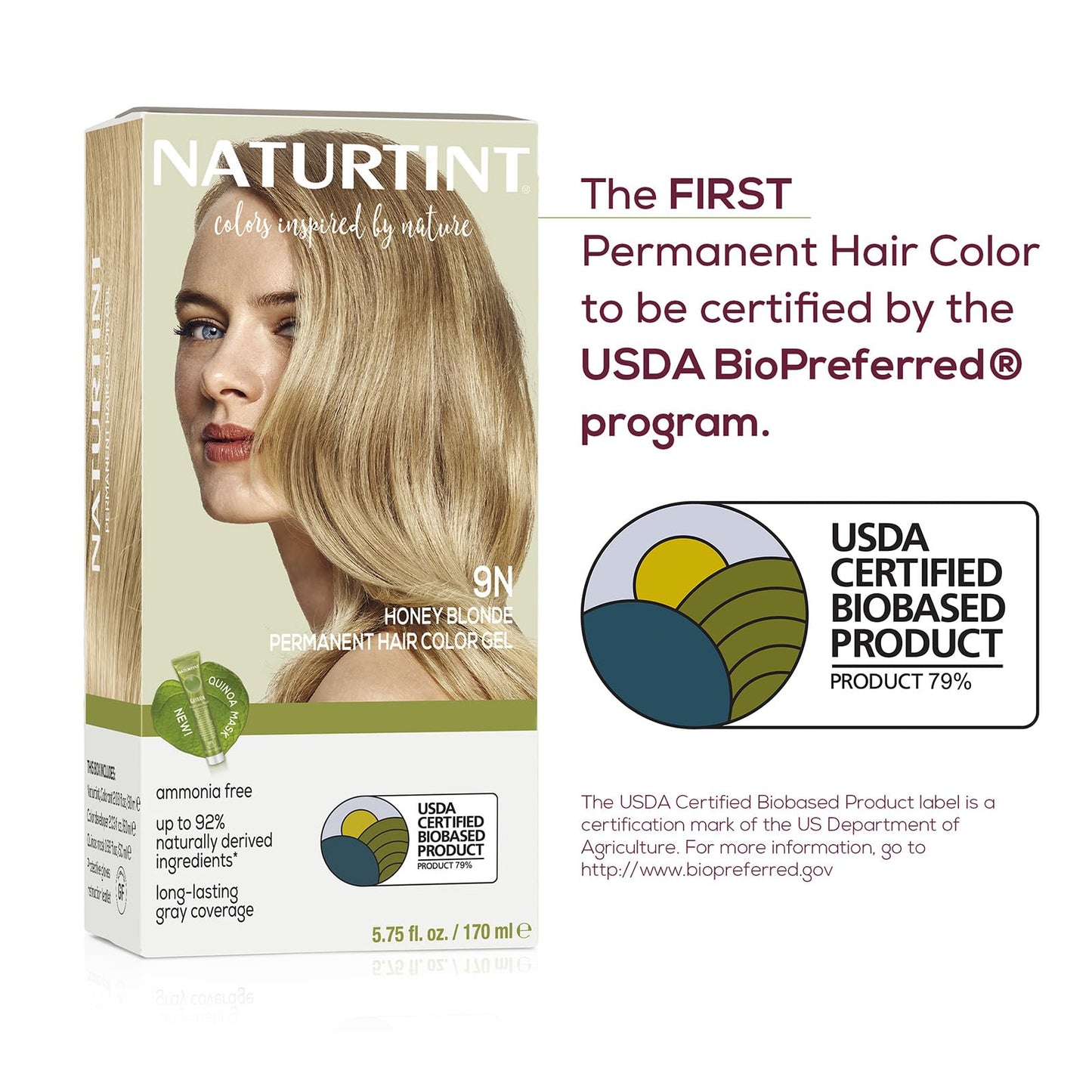 Naturtint Permanent Hair Color, 9N Honey Blonde, Plant Enriched, Ammonia Free, Long Lasting Gray Coverage and Radiante Color, Nourishment and Protection