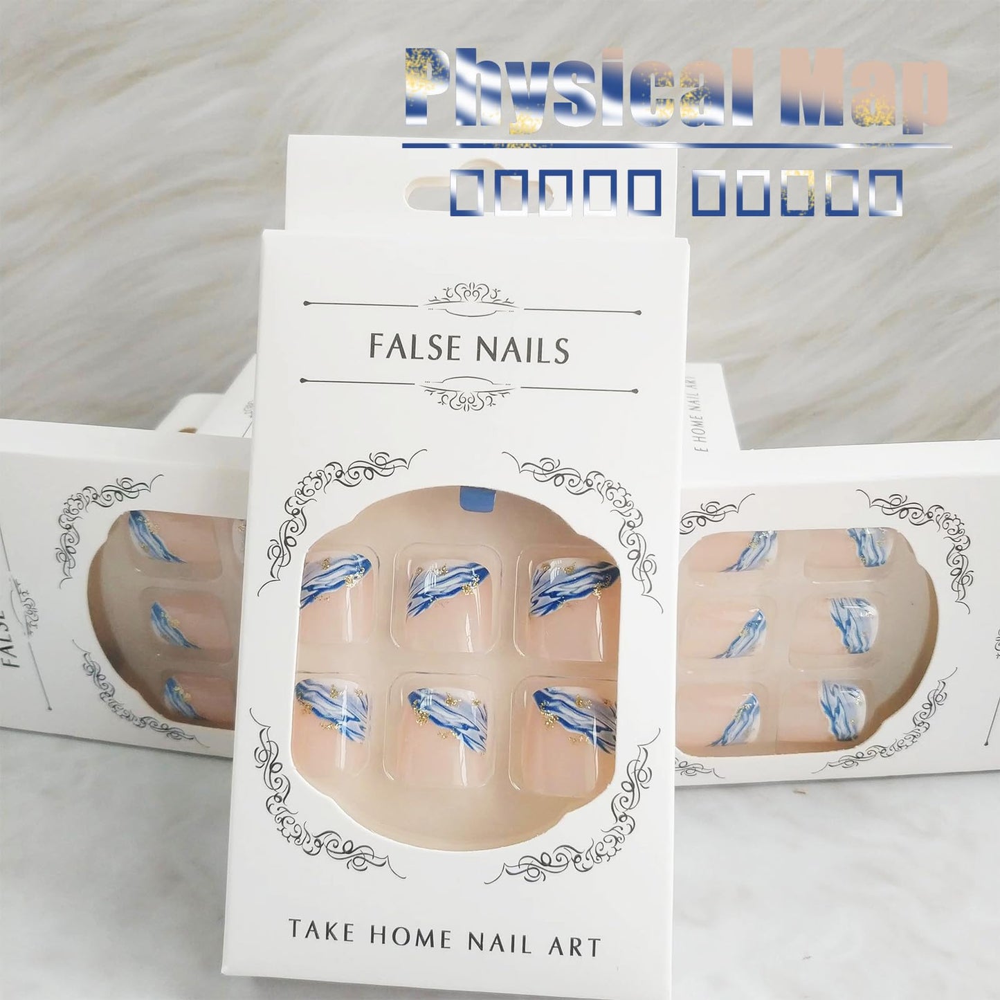 24Pcs Curve Line Press on Toenails with Waves Design Glossy Gold Glitter Acrylic Short Square Fake Toe Nails Gel Glue on Nails Rhinestones Full Cover False Toenails Stick on Nails for Women Girls