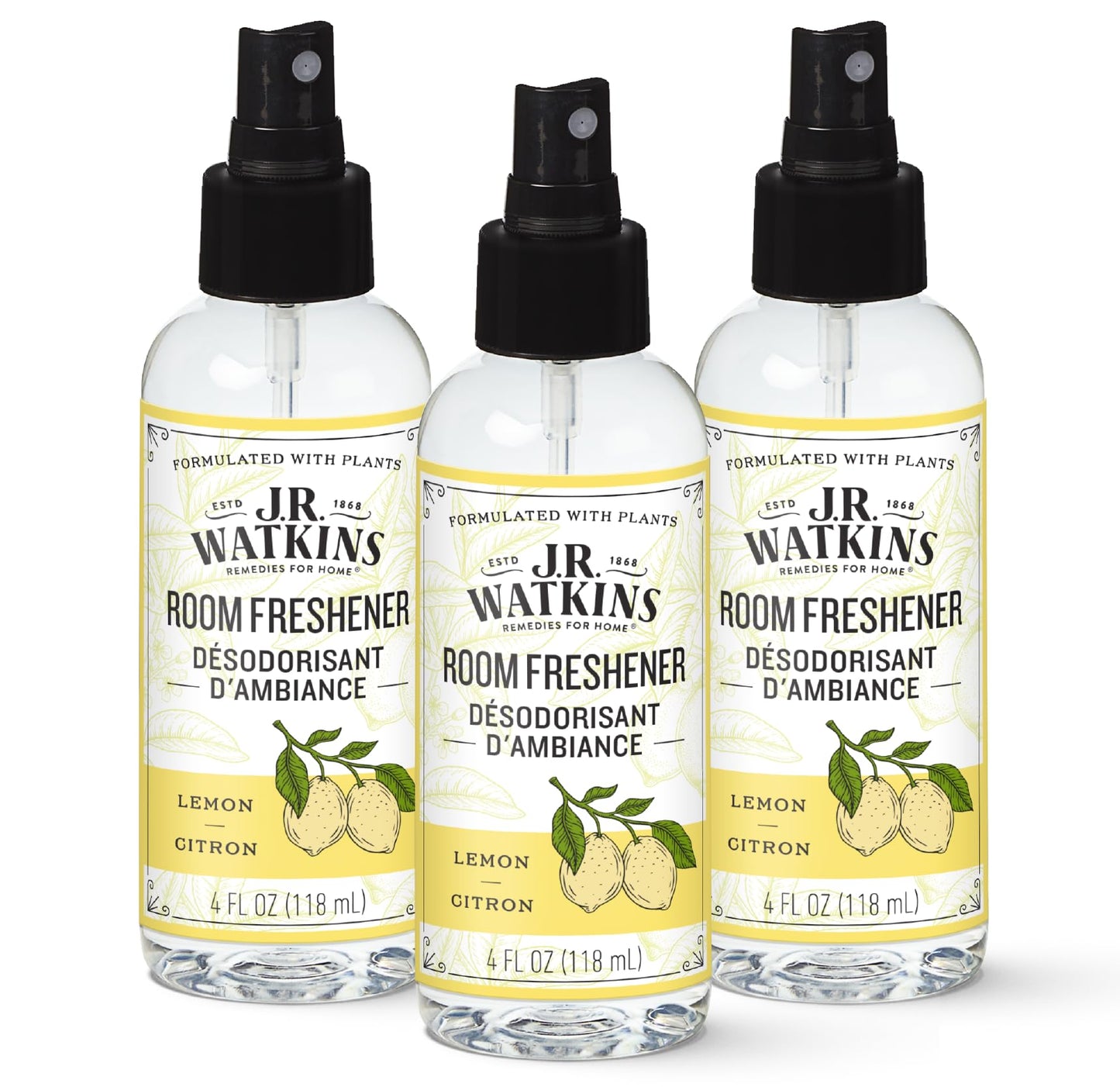 J.R. Watkins Room Freshener - Lemon - 4 Fl Oz(Pack of 3)