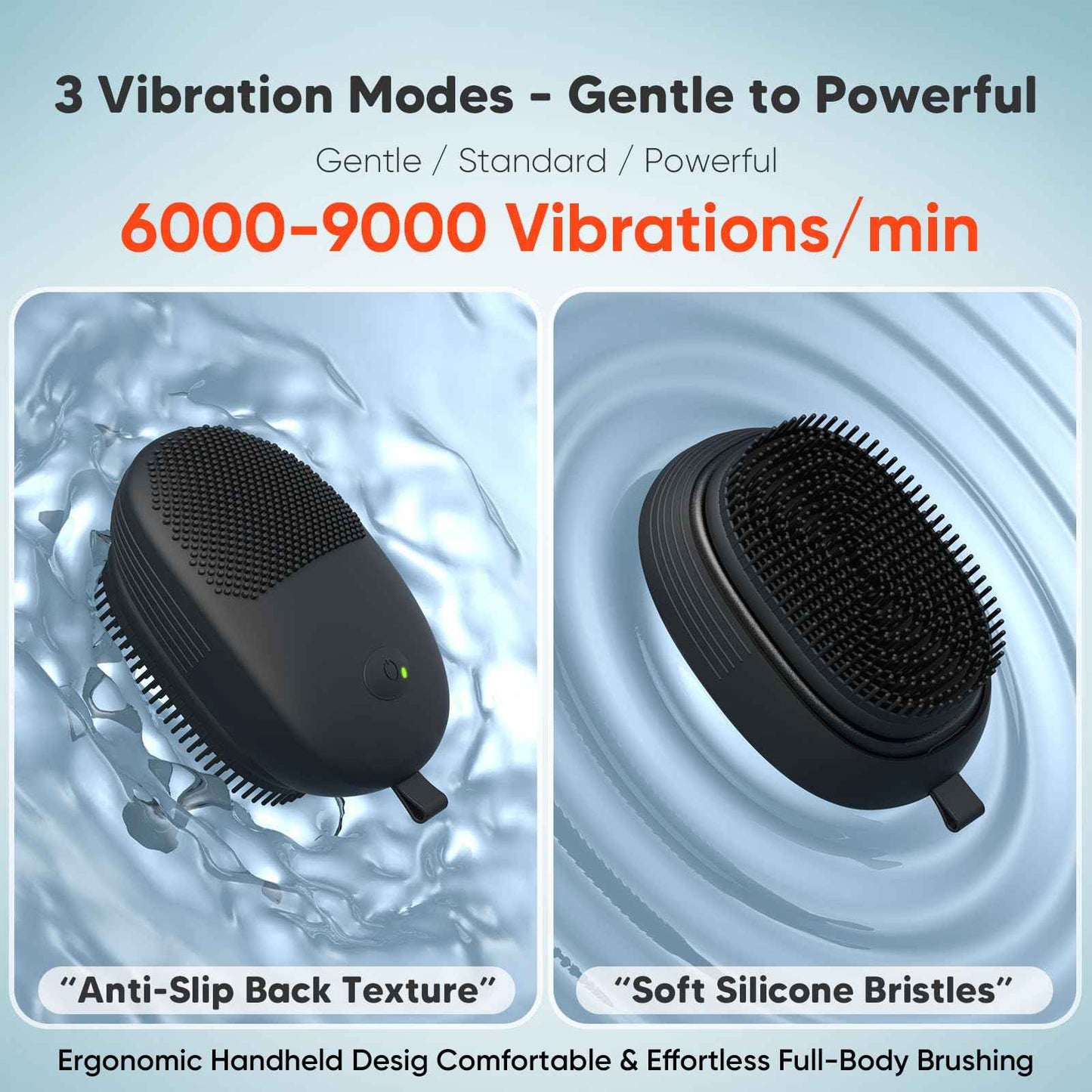 Nacetive Electric Sonic Body Scrubber – Food-Grade Soft Silicone Shower Brush & Loofah Alternative, Gentle Exfoliating & Deep Cleaning, Removes Dry Skin, Boosts Circulation & Revives Skin Glow