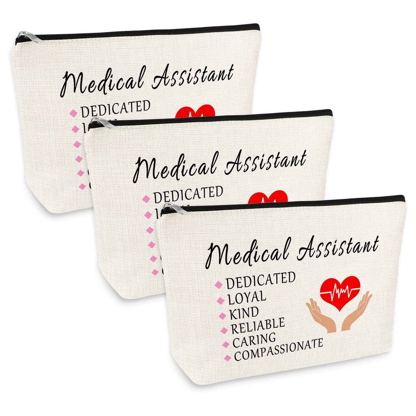 3 Pcs Medical Assistant Thank You Gift Makeup Bag MA Gifts Cosmetic Bag Nurse Appreciation Gift Birthday Thanksgiving Christmas Nurses Day Graduation Gifts for Medical Assistant Nurse