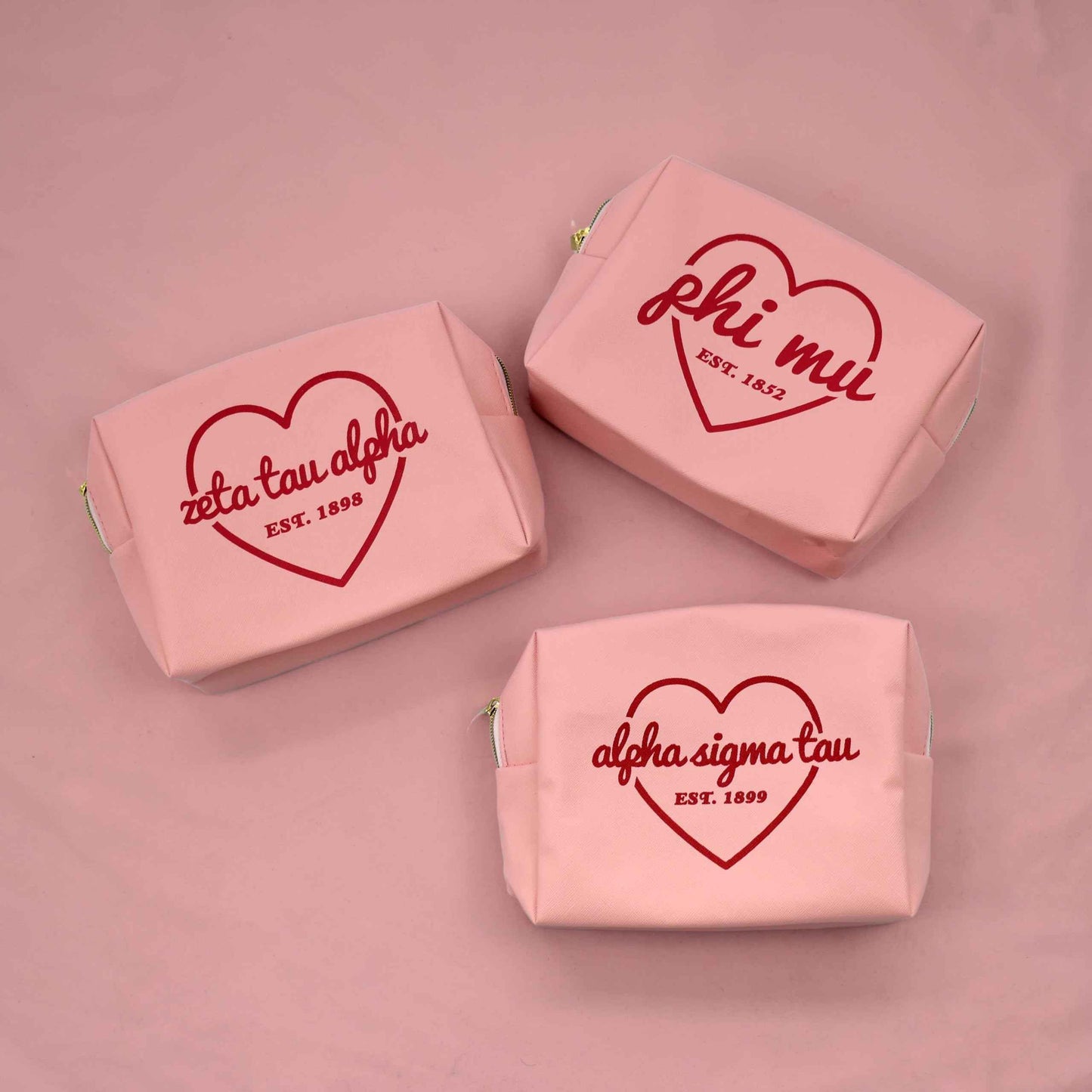 Sorority Shop Sigma Sigma Sigma Makeup Bag - Multi-Purpose PU Leather, Water-Resistant Makeup travel bag with Licensed Design and Zipper Closure, Perfect Tri Sigma Sorority Gifts for Women