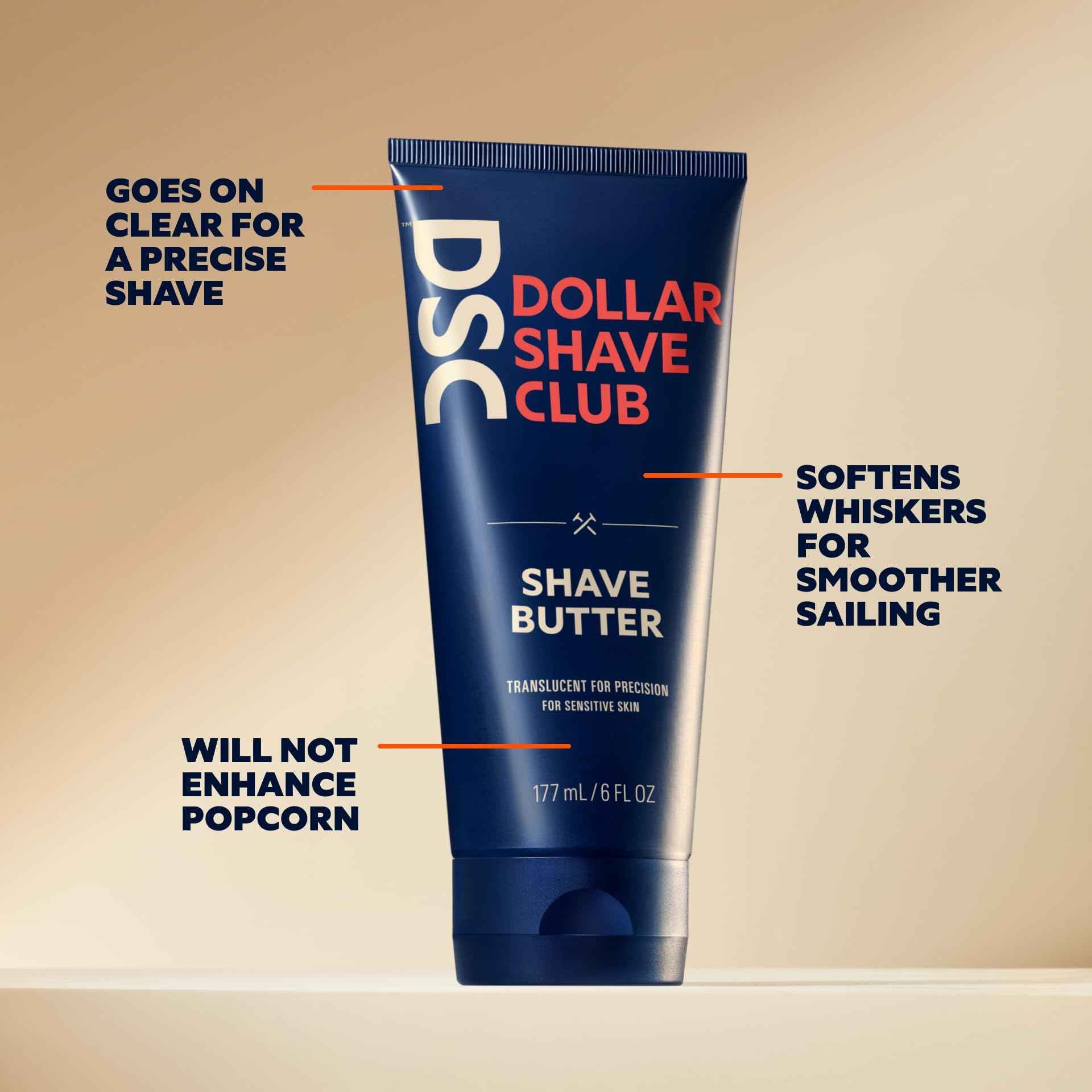 Dollar Shave Club | 6-Blade Ultimate Shave Bundle | Diamond Grip Club Series Razor Handle & Butter, For Sensitive Skin, A Translucent Shaving Cream & Gel Alternative