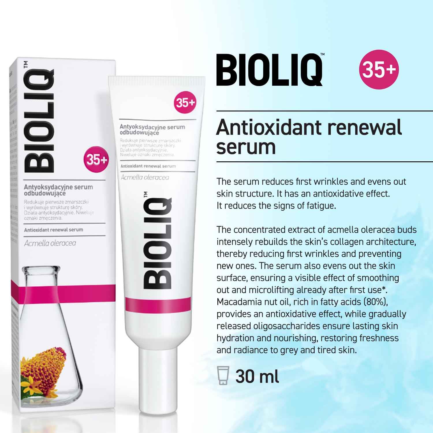Bioliq - 35+ Regenerating Serum - Hydrating Face Serum with Protection to Revitalize and Nourish Skin, Ideal for All Skin Types - 30ml
