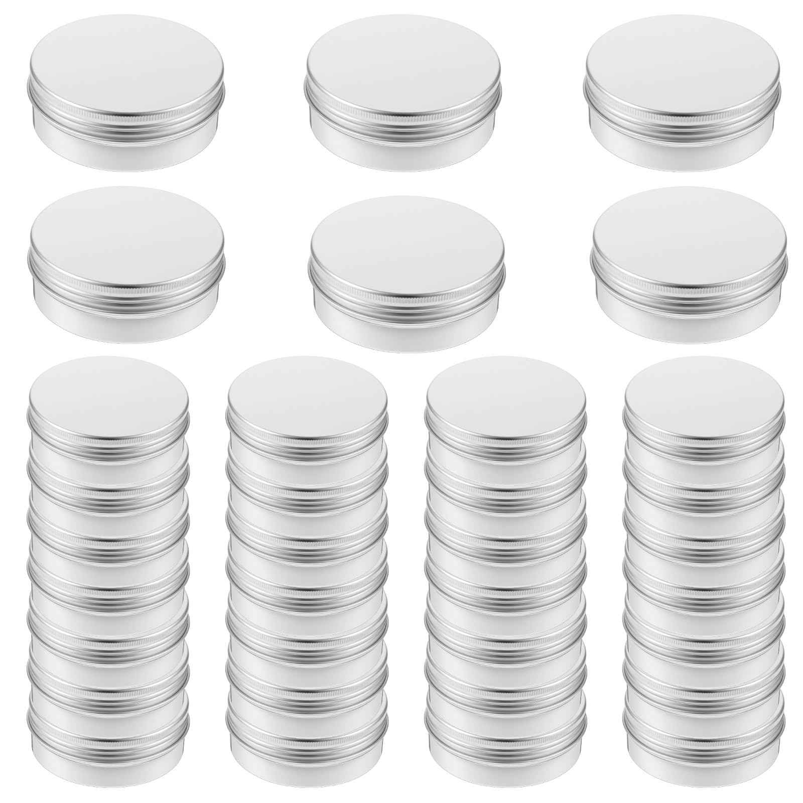 4 oz Tins with Lids, 30 Pack 4oz Tins Wide Mouth Aluminum Tin Cans, Durable Salve Containers Round Metal Tin with Lid,Candles or Salve(Silver)