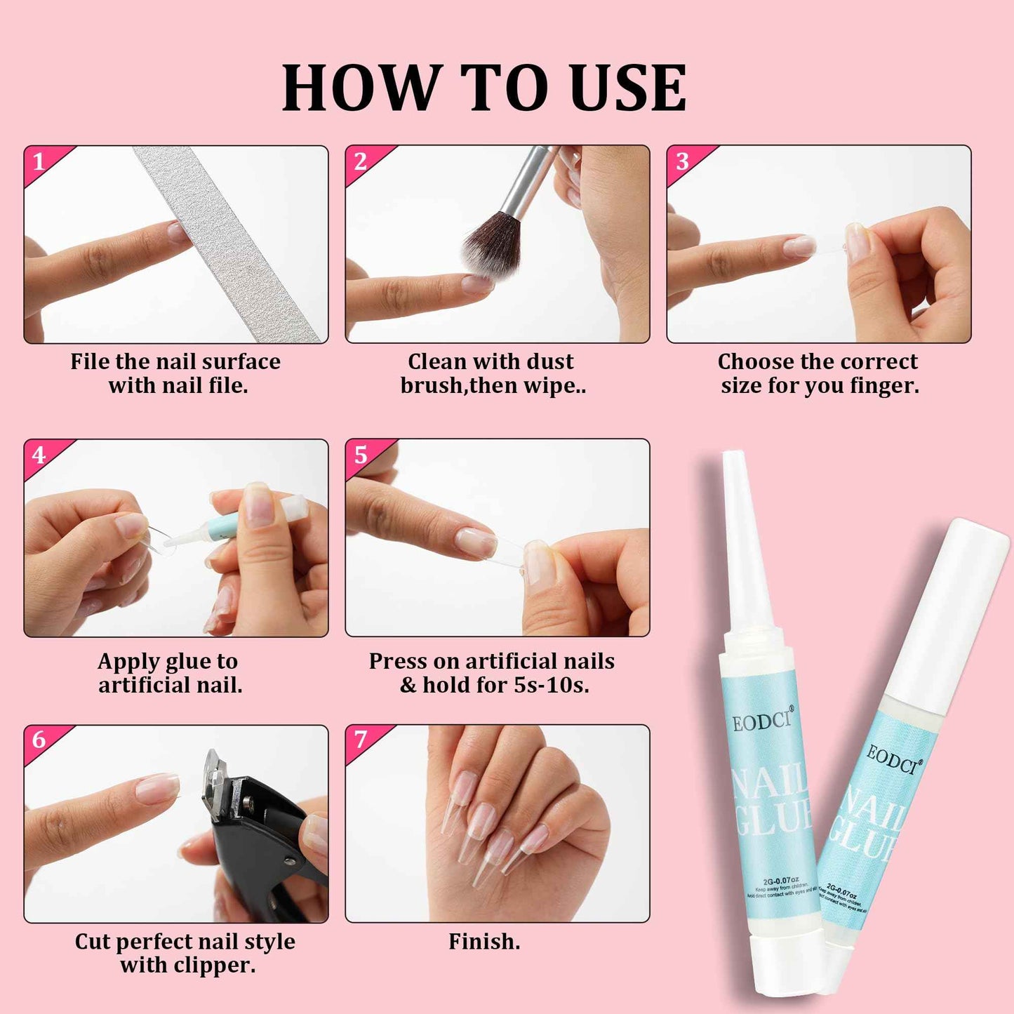 EODCI 12pcs Nail Glue Super Strong for Acrylic Nails Press on Nails Professional for Nail Tips Fake Nails False Nails Long Lasting Glue for Stick On Nails Broken