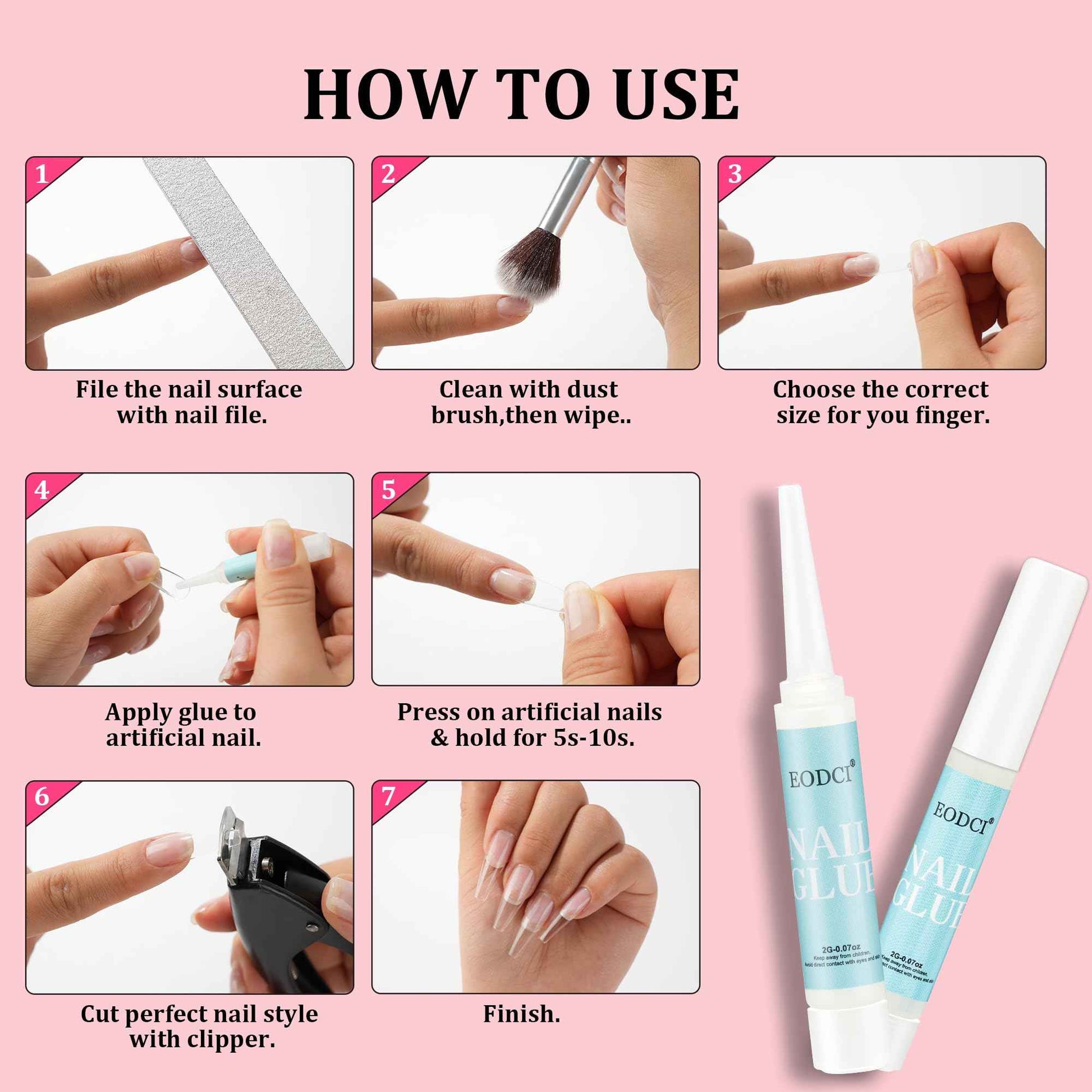 EODCI 12pcs Nail Glue Super Strong for Acrylic Nails Press on Nails Professional for Nail Tips Fake Nails False Nails Long Lasting Glue for Stick On Nails Broken