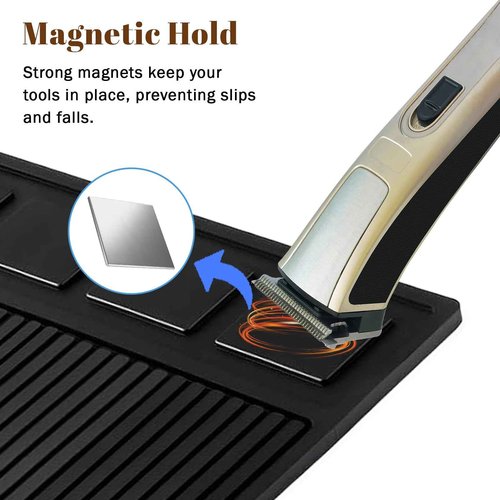 Adevar Magnetic Barber Mat for Clippers,Barber Station Organizer Mat for Beauty Tools,Professional Non-Slip Matt