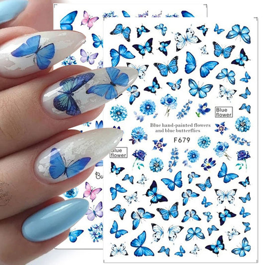 5 Sheets Butterfly Nail Art Stickers Decal,3D Self-adhesive Butterflies Nail Decals Nail Supplies Spring Colorful Flowers Butterfly Nail Stickers for Nail Art,for Women Girls Manicure Tips Decorations