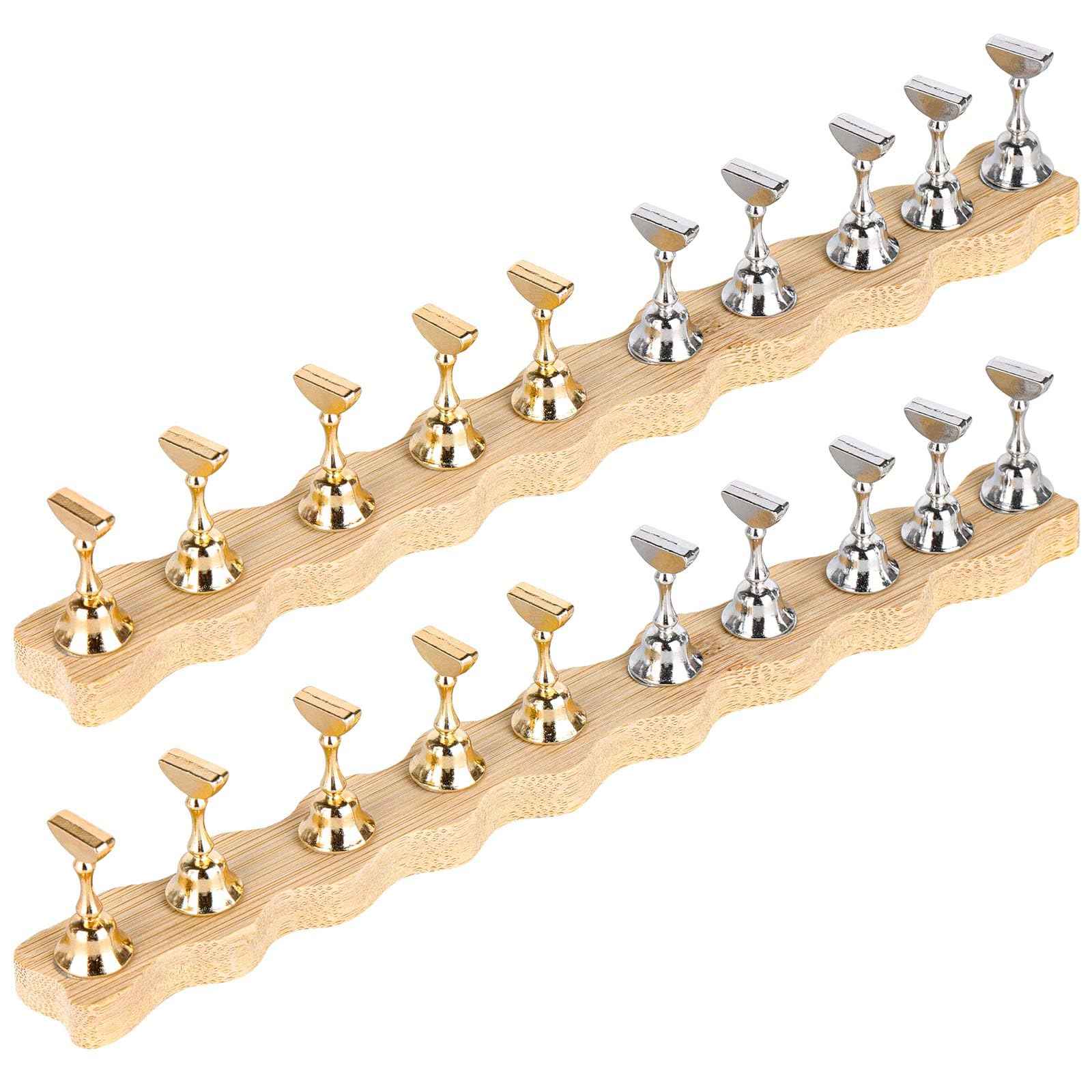 Tbestmax 2 Sets Nail Holder Stand for Press on Nails Display Wooden Wave Shape Nails Holder