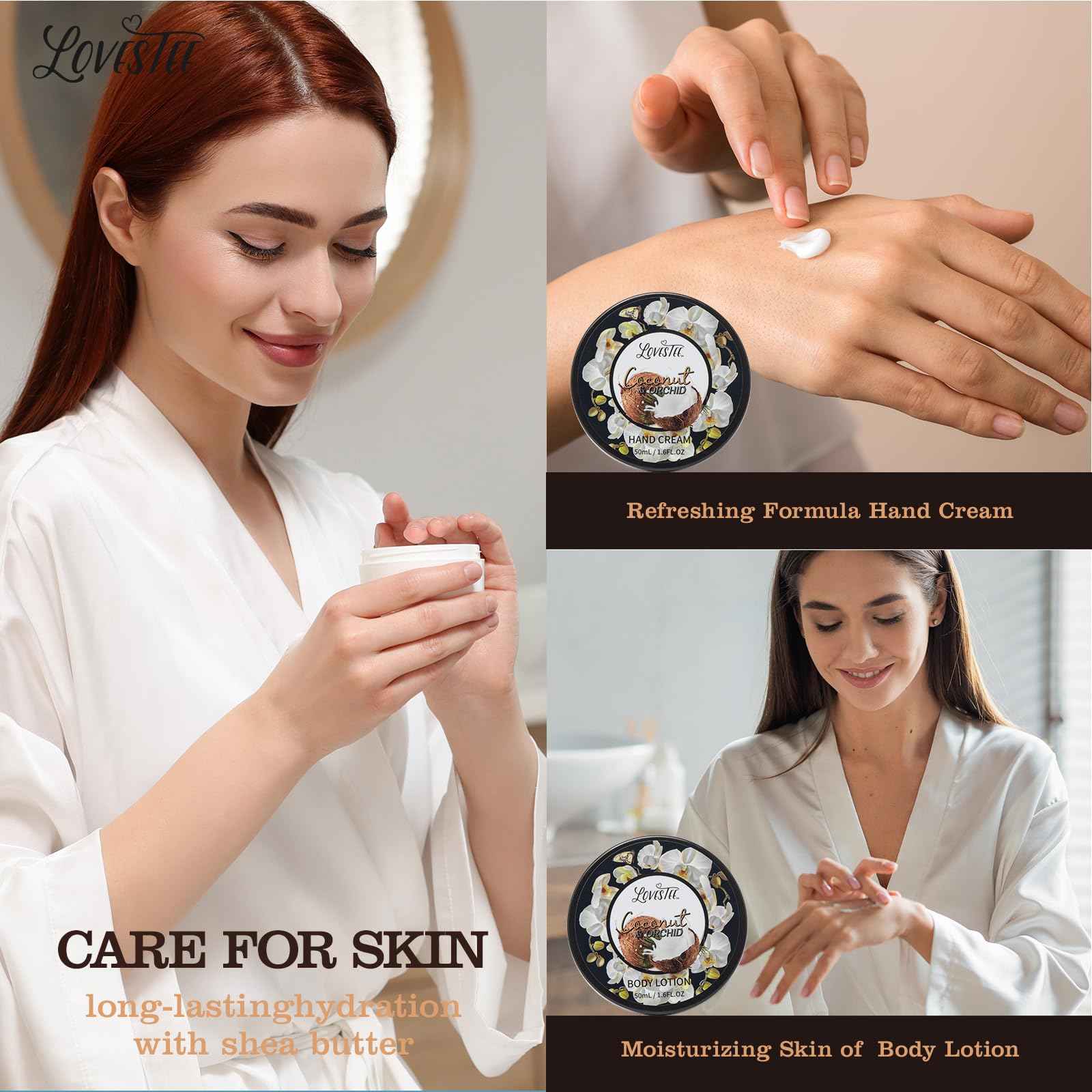 Mothers Day Gifts, Spa Baskets For Women, Bath And Body, Coconut & Orchid Bath & Body Set, Includes Shower Gel, Hand Cream, Body Lotion, Candle And More, Gifts For Women, Gift For Mom