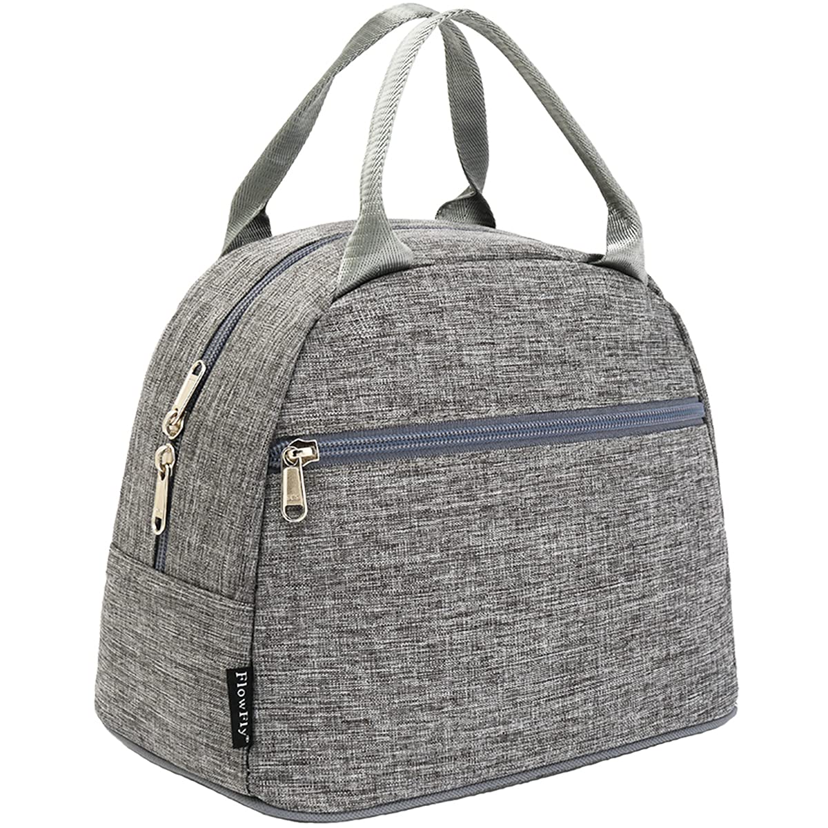 FlowFly Lunch Bag Tote Bag Lunch Organizer Lunch Holder Insulated Lunch Cooler Bag for Women/Men,Heather Grey