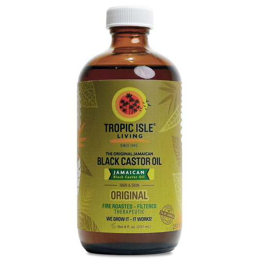 Tropic Isle Living Jamaican Black Castor Oil | Rich in Vitamin E, Omega Fatty Acids & Minerals | For Hair Growth Oil, Skin Conditioning, Eyebrows & Eyelashes (1, 8oz - Glass Bottle)