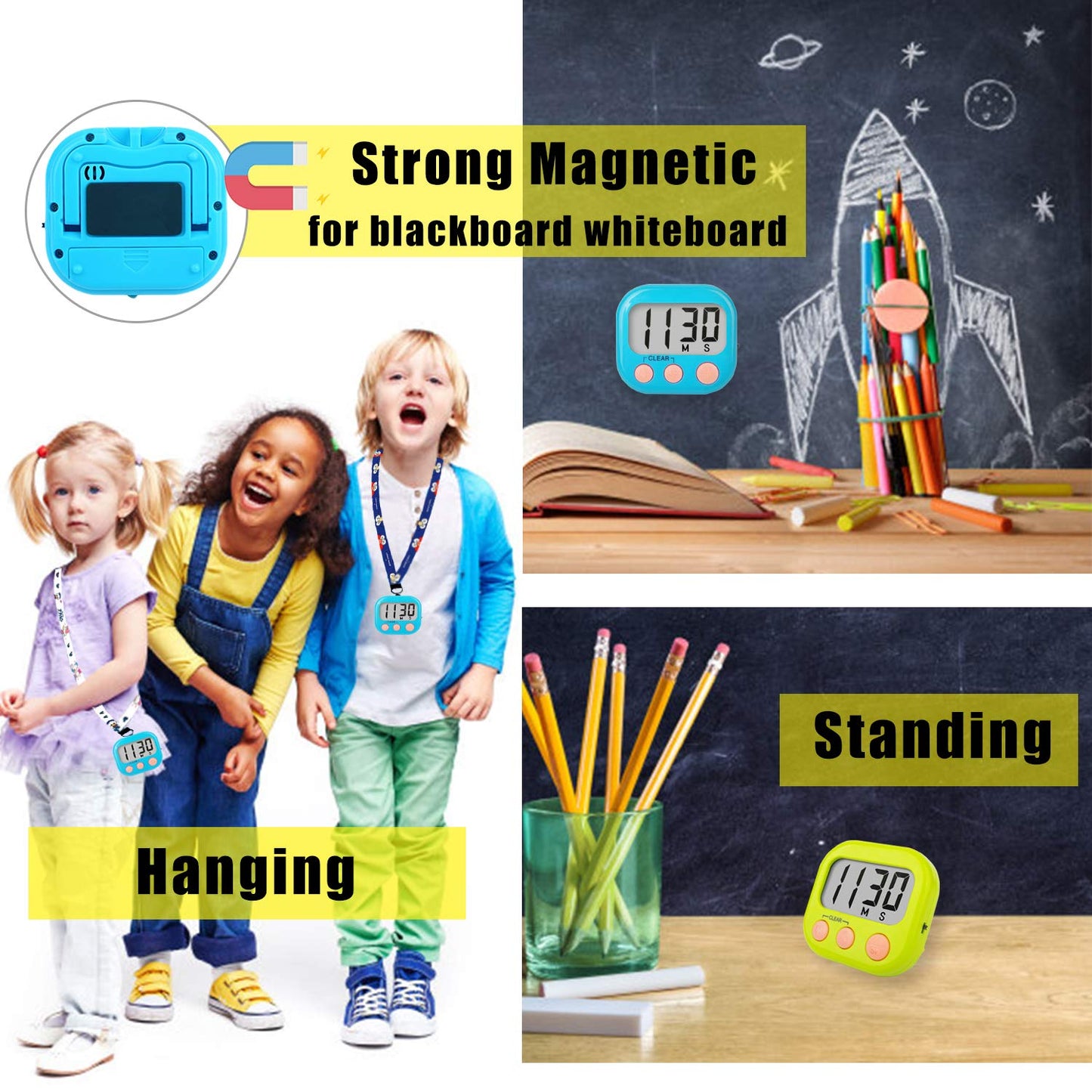 Classroom Timers for Teachers Kids Large Magnetic Digital Timer 4 Pack