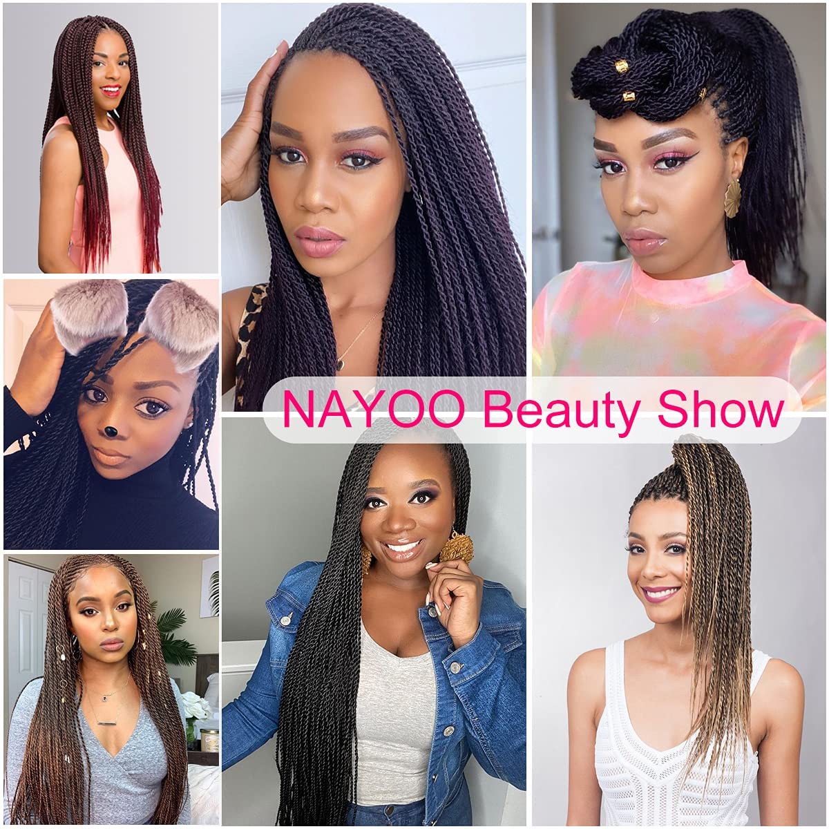 NAYOO Senegalese Twist Crochet Hair For Black Women - 8 Packs , 35 Strands/Pack Small Twist Crochet Braids Hair Hot Water Setting, Crochet Braiding Hair Straight Ends(18 Inch, 1B)