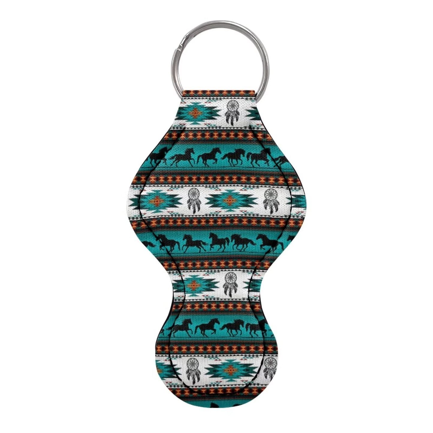 Buybai Aztec Navajo Geometric Horse Keychains for Women 10 Pack Bulk Chapstick Sleeve Pouch Lip Gloss Tube Holder