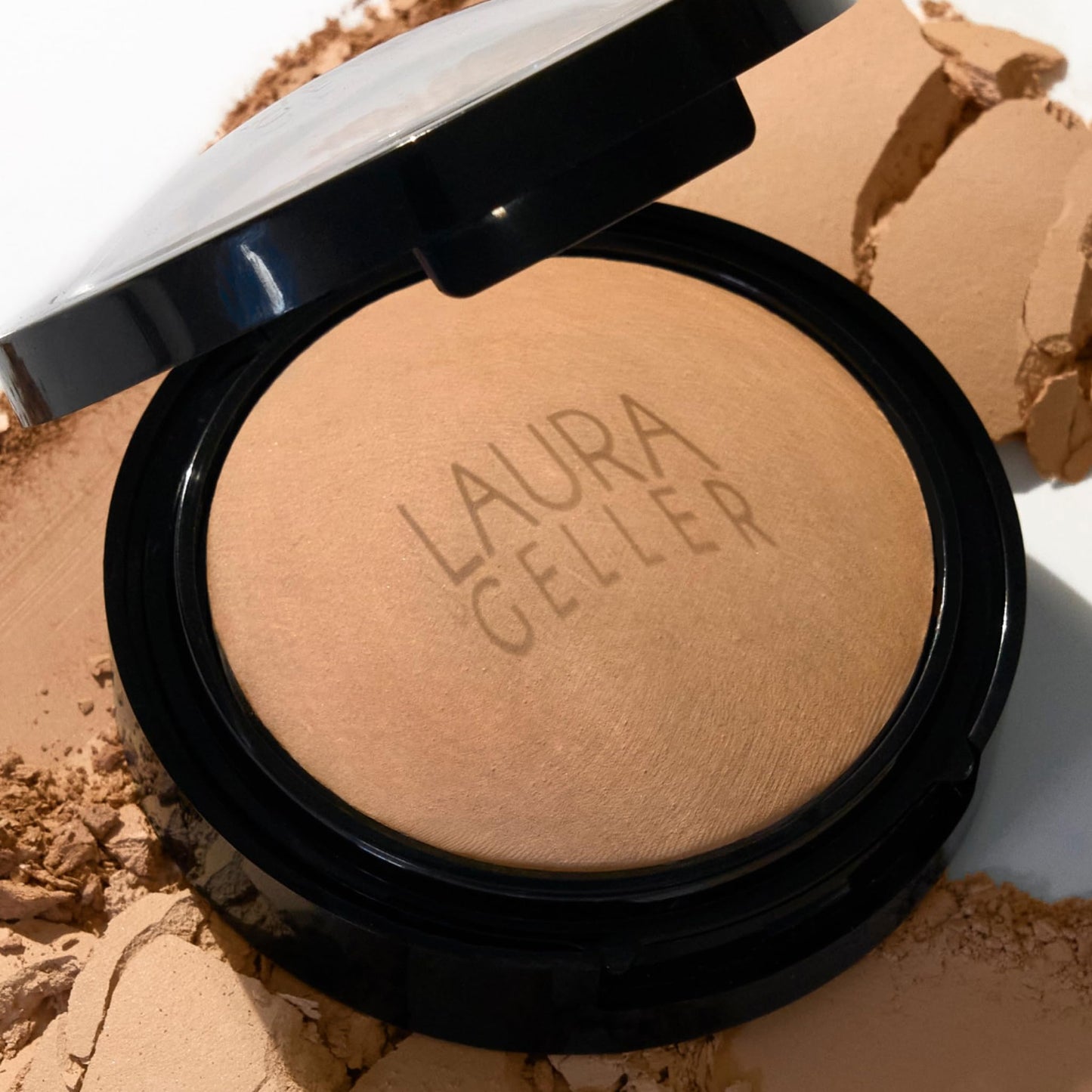 LAURA GELLER NEW YORK Baked Double Take Powder Foundation - Toffee - Buildable Medium to Full Coverage - Matte Finish