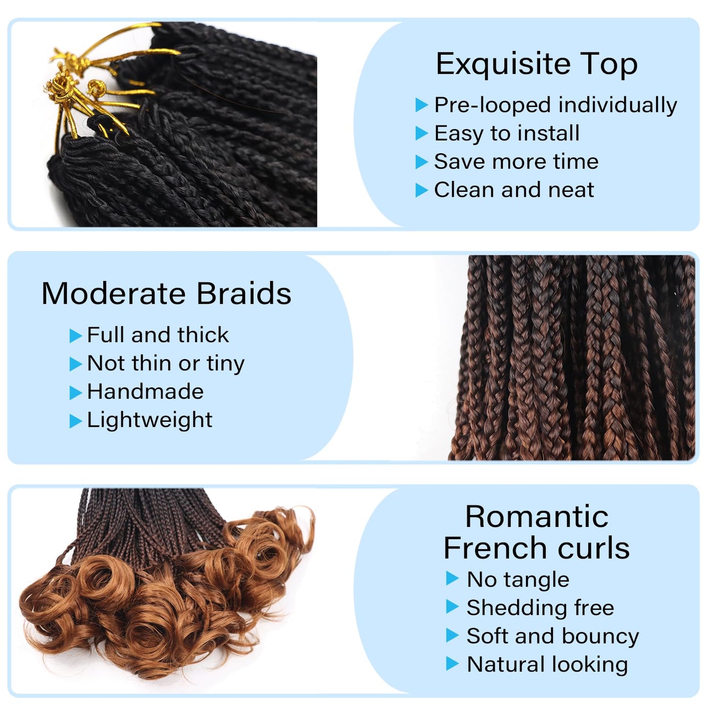 French Curl Braiding Hair 1B/4/30 3 Tone Crochet Hair Crochet Braids for Women 10 Inch French Curl Crochet Braids Box Braids Curly Crochet Hair Pre Looped Braiding Hair Extensions (7 Packs)