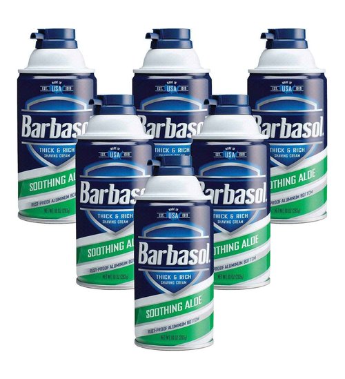Barbasol Soothing Aloe Thick and Rich Shaving Cream for Men, 10 oz (Pack of 6)