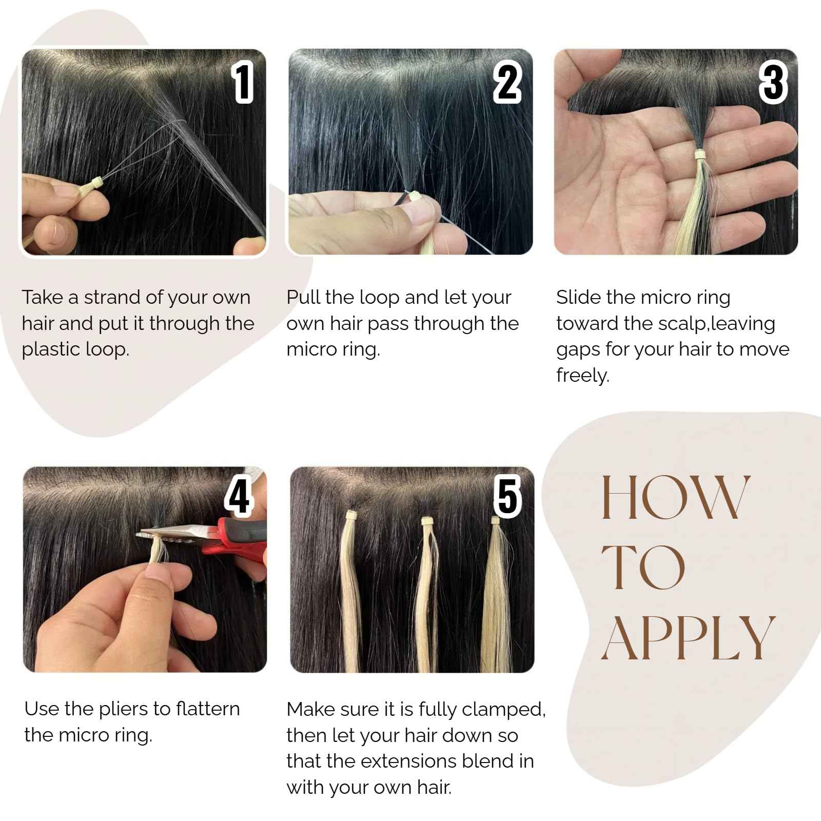 Microlink Hair Extensions Human Hair Brown Bead Hair Micro Beads Hair Extensions 16" Remy Hair Extension 1g/s 50g #4 Micro Loop Hair Extension for Women