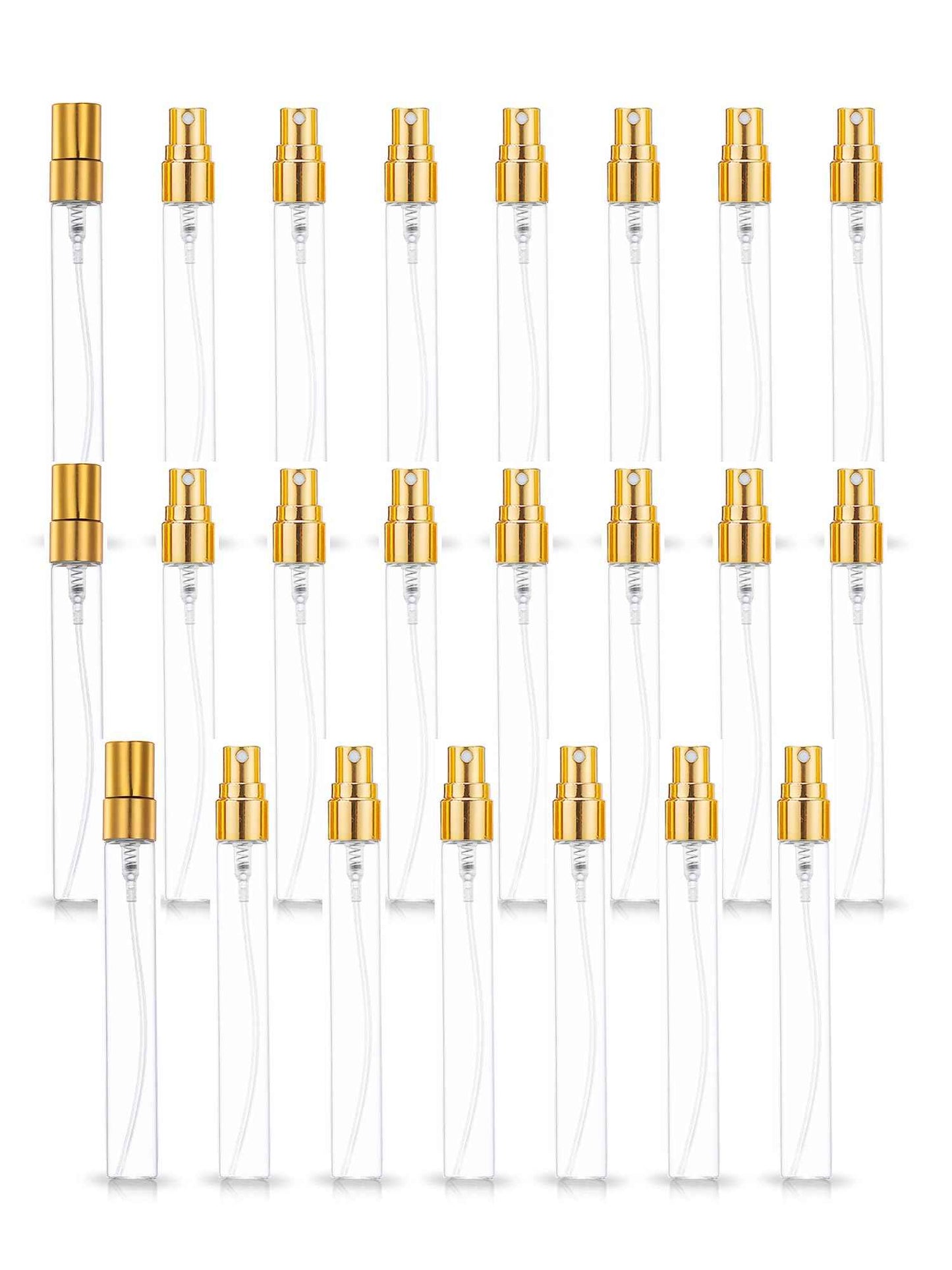 ZbFwmx 20 Pack 10ml Glass Perfume Spray Bottle Set Refillable Cosmetic Atomizer for Travel, Bulk Empty Mist Bottles