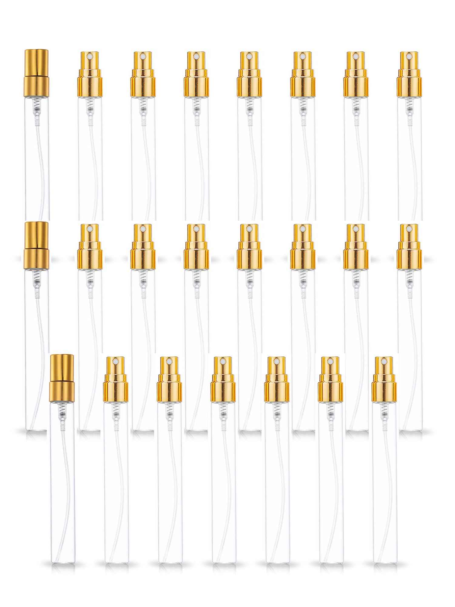 ZbFwmx 20 Pack 10ml Glass Perfume Spray Bottle Set Refillable Cosmetic Atomizer for Travel, Bulk Empty Mist Bottles